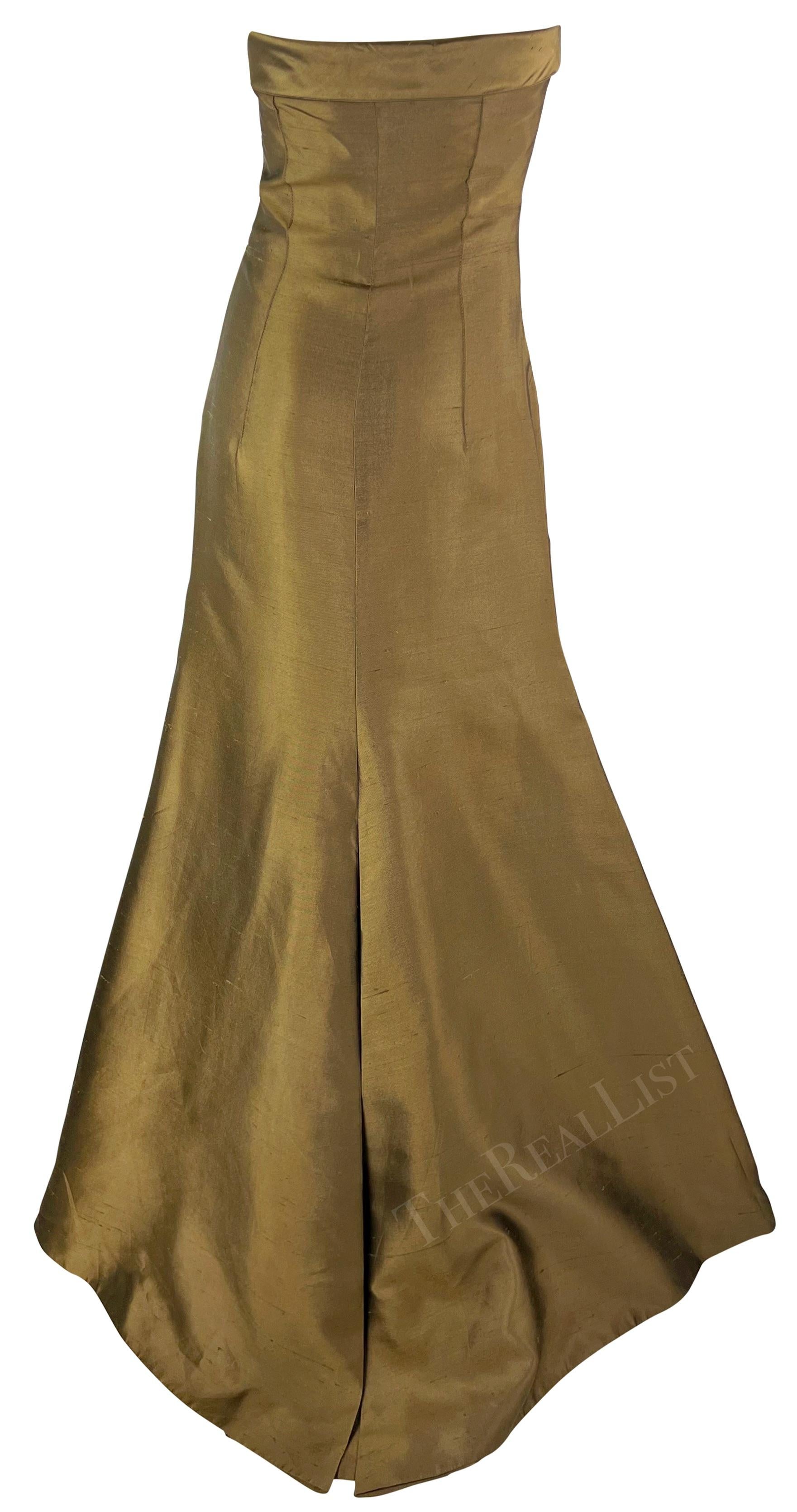 S/S 2003 Valentino Garavani Runway Olive Green Silk Cargo Pocket Strapless Gown 5