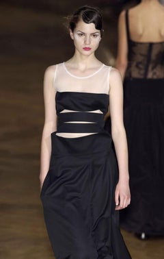A/W 2002 Yohji Yamamoto Black Silk Cutout Strapless Midi Dress