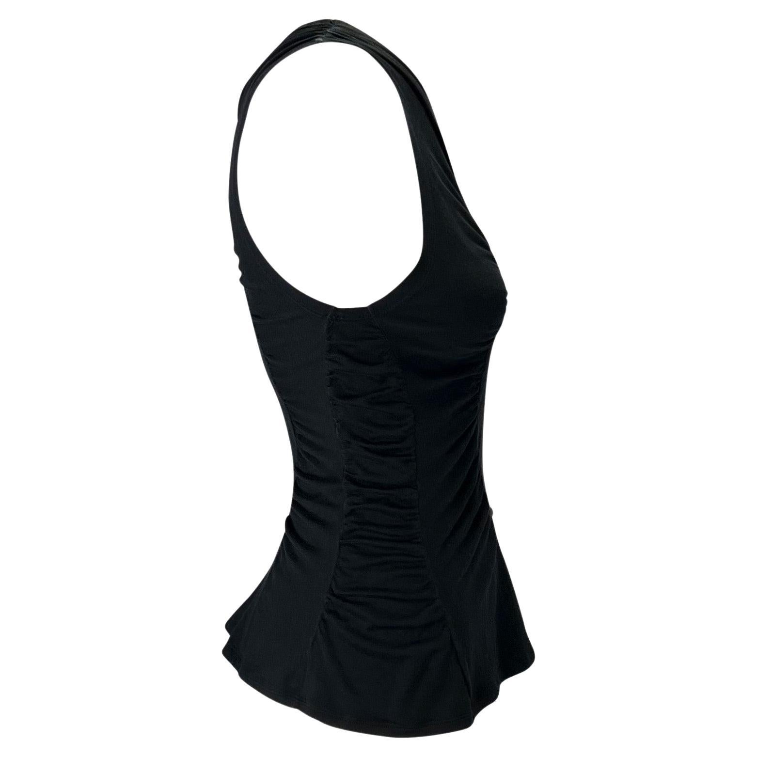 Women's S/S 2003 Yves Saint Laurent by Tom Ford Black Ruched Cotton Tank Top For Sale