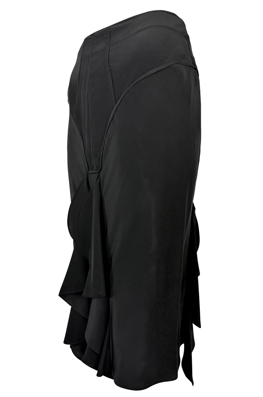 S/S 2003 Yves Saint Laurent by Tom Ford Black Silk Ruffle Pencil Skirt In Excellent Condition In West Hollywood, CA