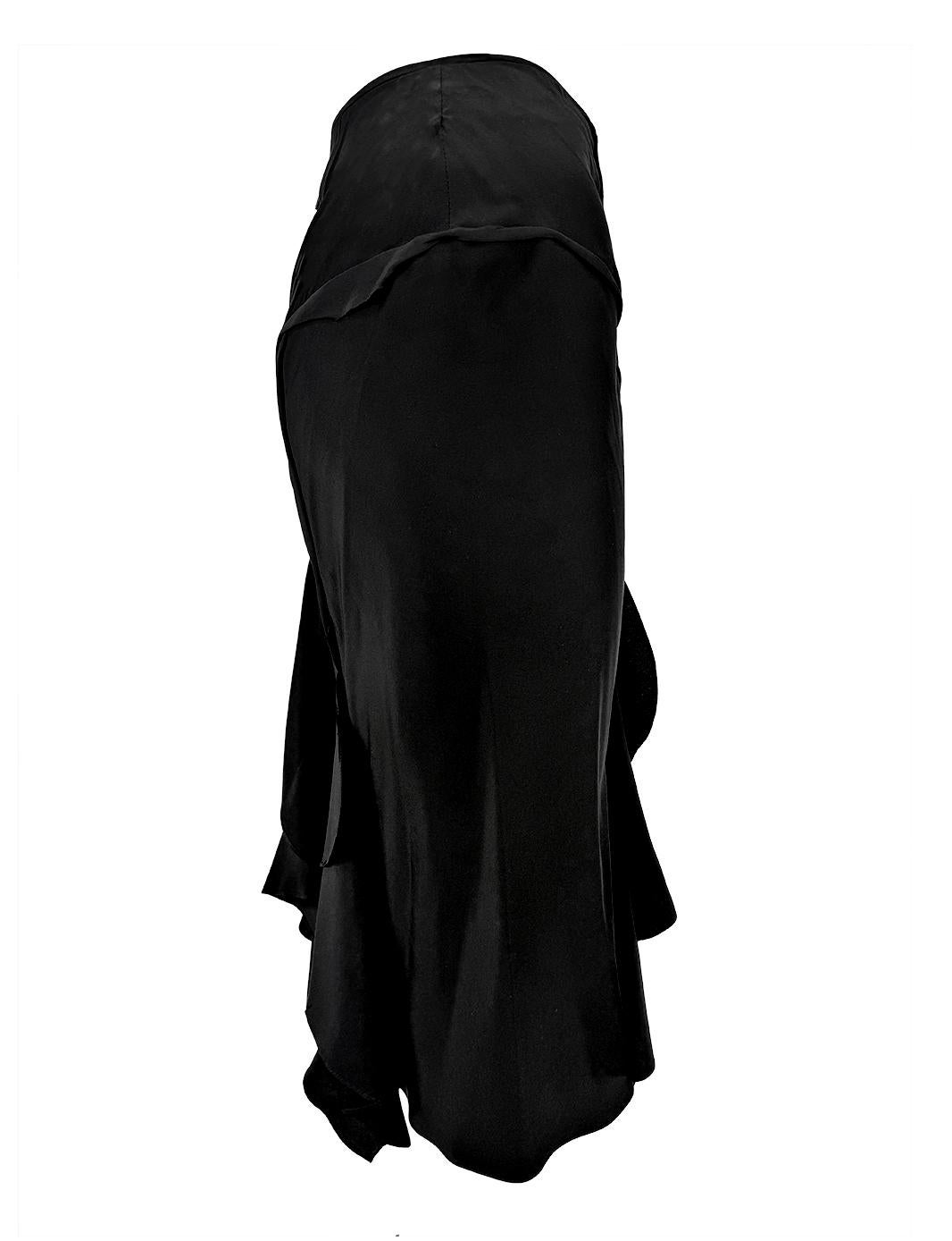 S/S 2003 Yves Saint Laurent by Tom Ford Black Silk Ruffle Pencil Skirt 3