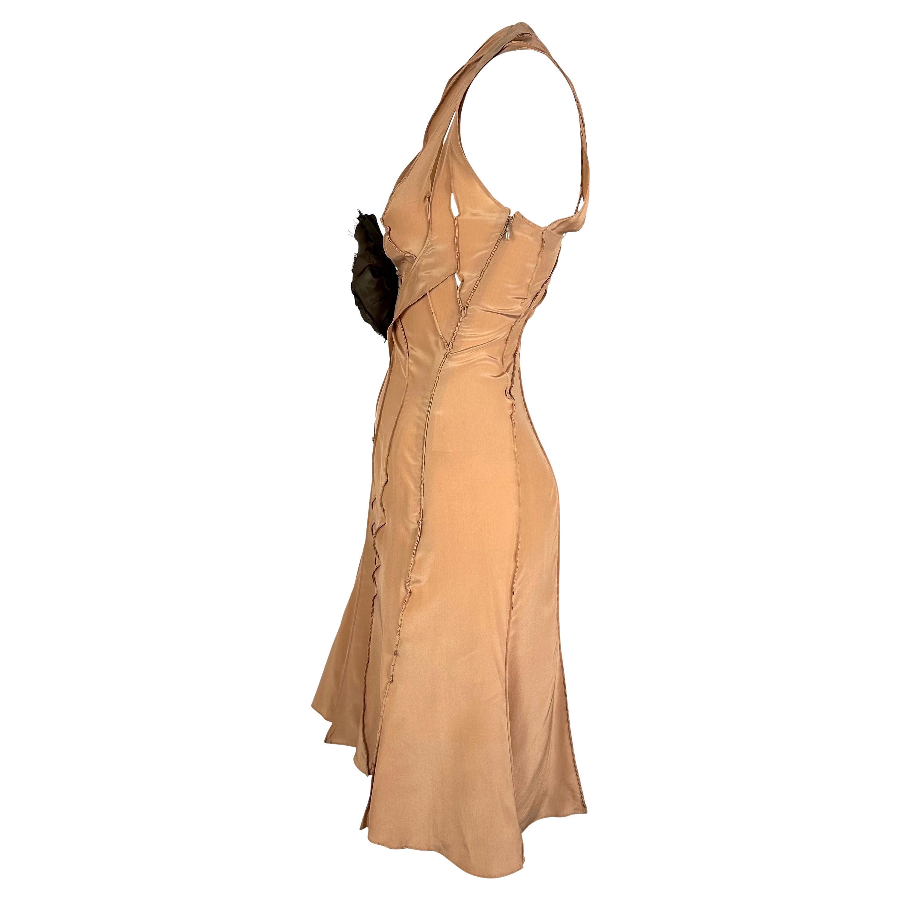 Women's S/S 2003 Yves Saint Laurent by Tom Ford Blush Flower Runway Midi Dress