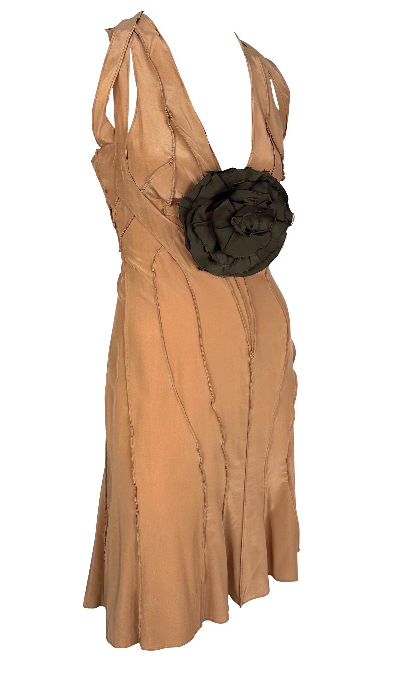 S/S 2003 Yves Saint Laurent by Tom Ford Blush Flower Runway Midi Dress 2
