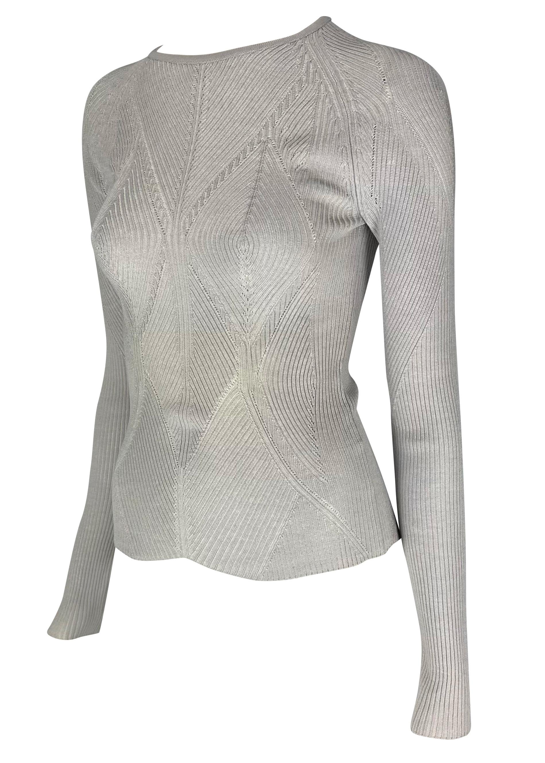 S/S 2003 Yves Saint Laurent by Tom Ford Breast Knit Stretch Lavender Sweater Top In Excellent Condition In West Hollywood, CA