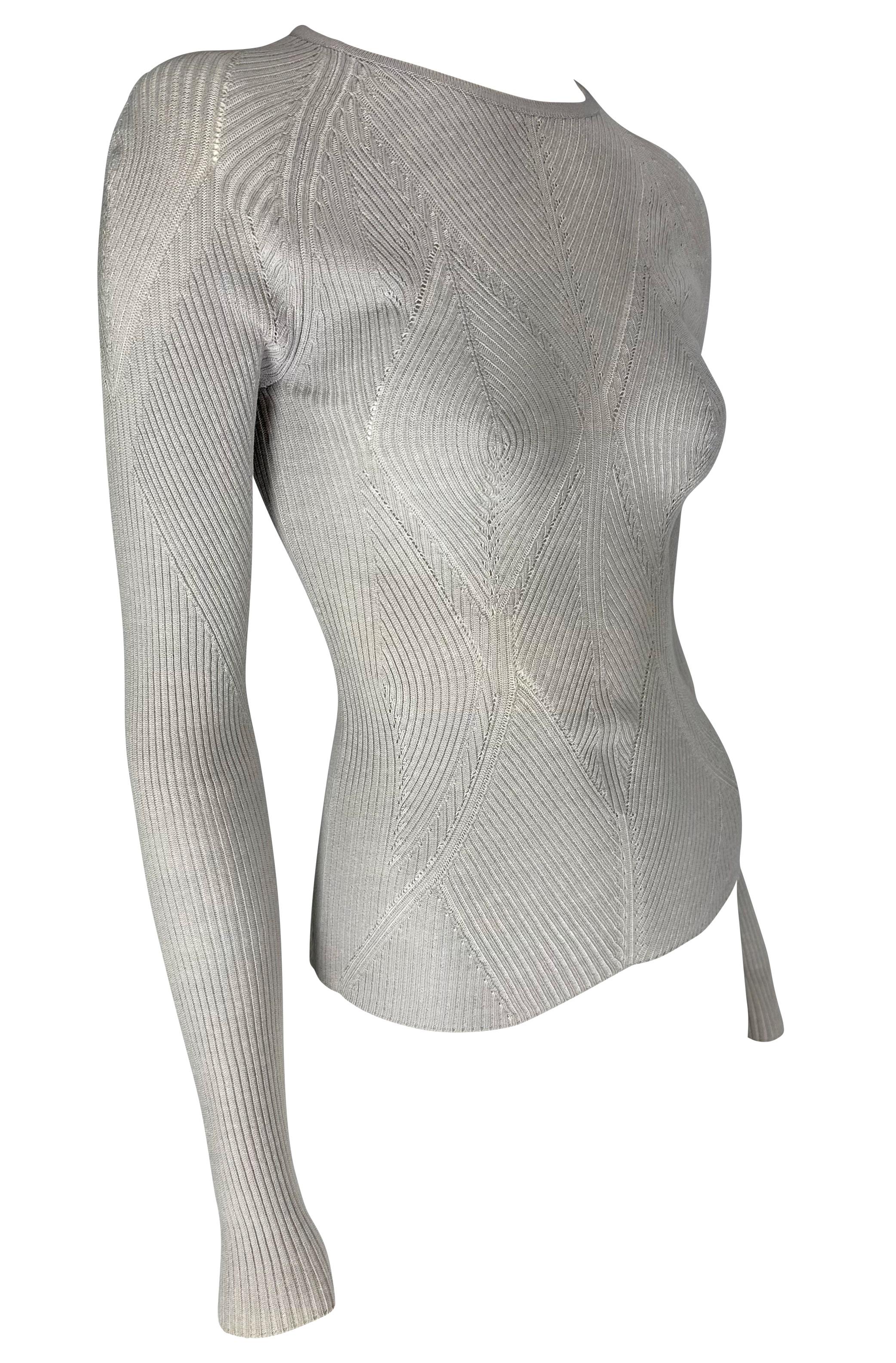 S/S 2003 Yves Saint Laurent by Tom Ford Breast Knit Stretch Lavender Sweater Top 3