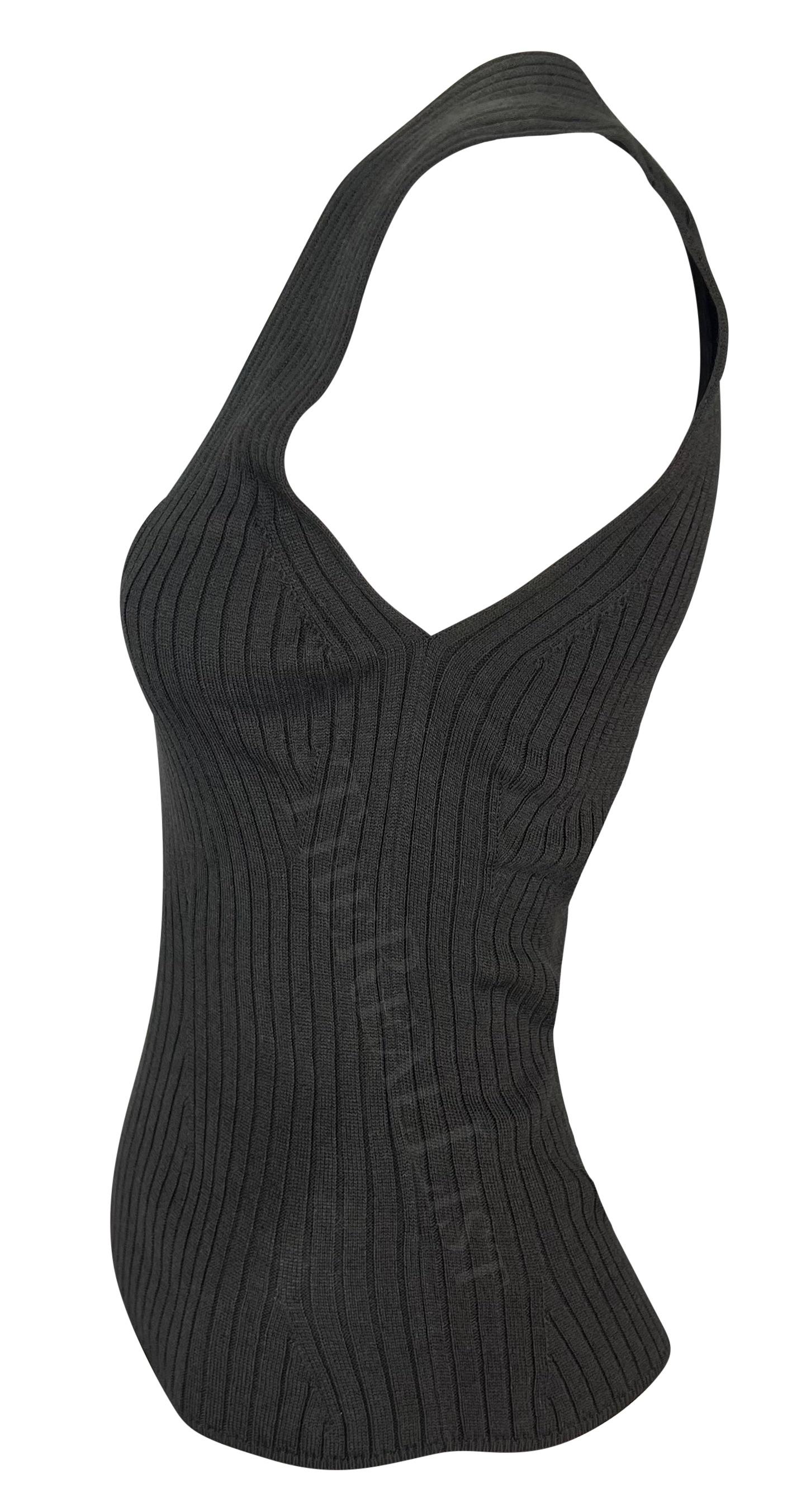 S/S 2003 Yves Saint Laurent by Tom Ford Brown Knit Ribbed Sleeveless Top In Excellent Condition In West Hollywood, CA