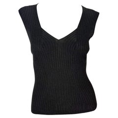 S/S 2003 Yves Saint Laurent by Tom Ford Brown Knit Ribbed Sleeveless Top
