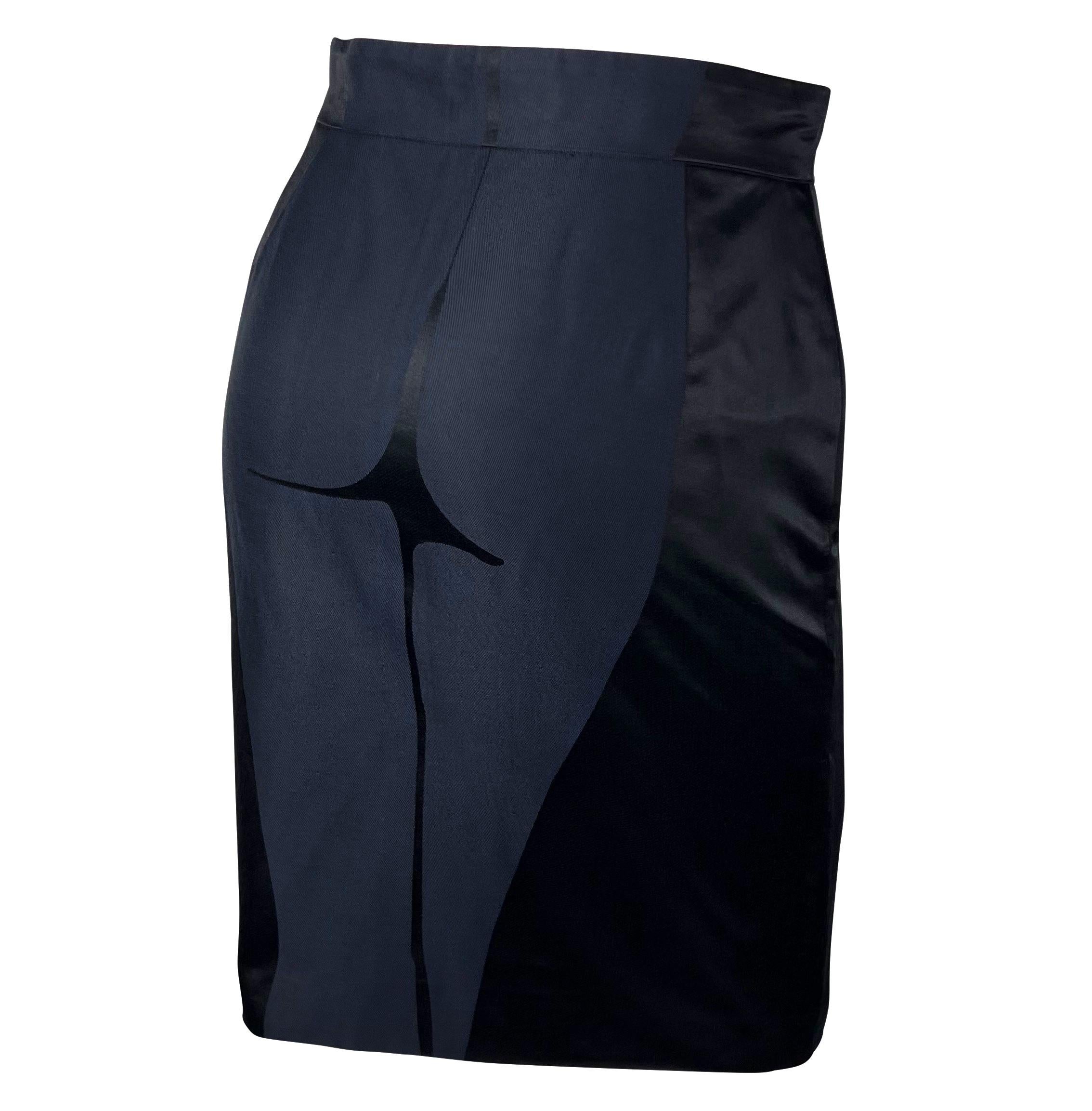 Black S/S 2003 Yves Saint Laurent by Tom Ford Female Body Print Runway Skirt For Sale