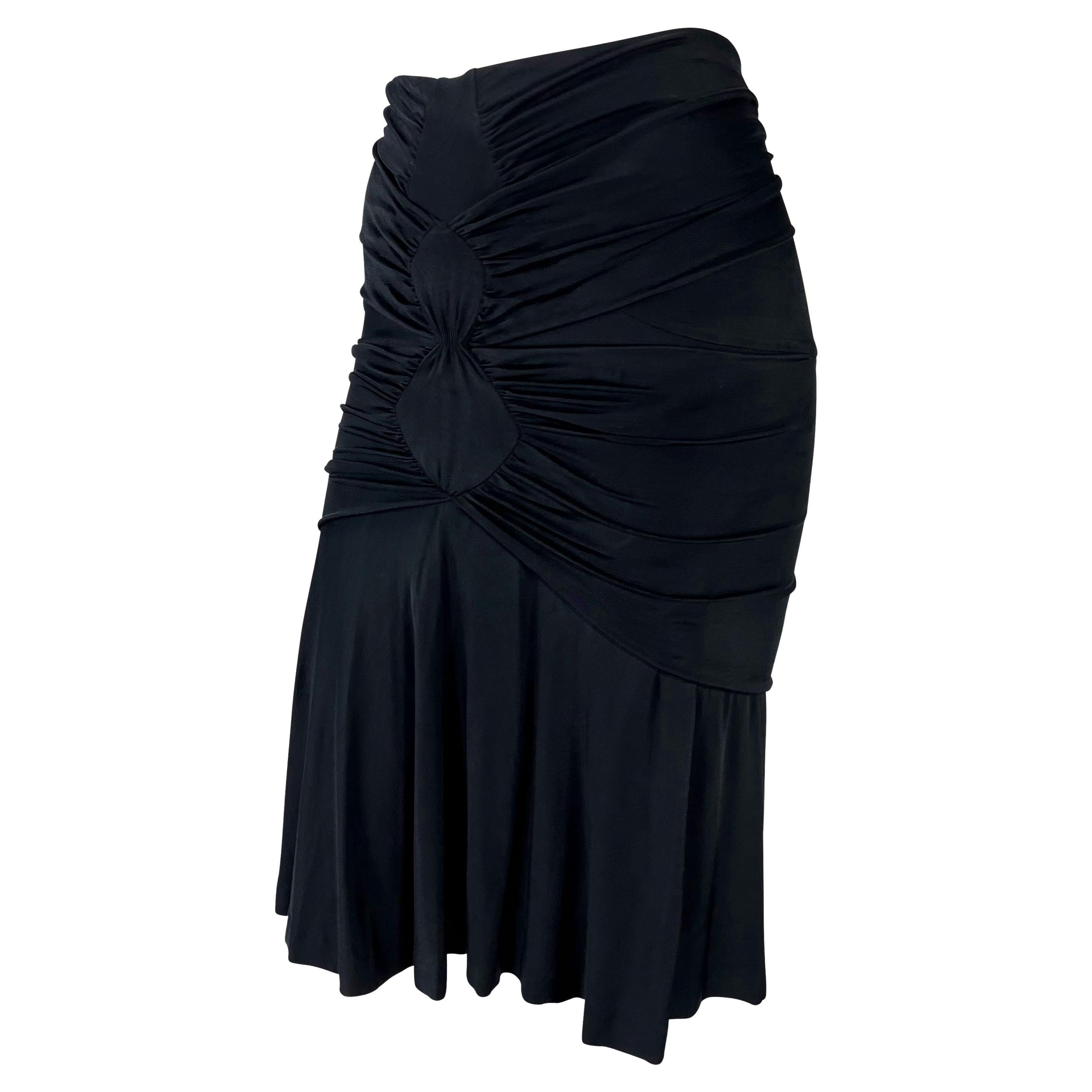 S/S 2003 Yves Saint Laurent by Tom Ford Runway Black Stretch Ruched Skirt In Good Condition In West Hollywood, CA