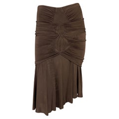 S/S 2003 Yves Saint Laurent by Tom Ford Runway Brown Ruched Slinky Skirt