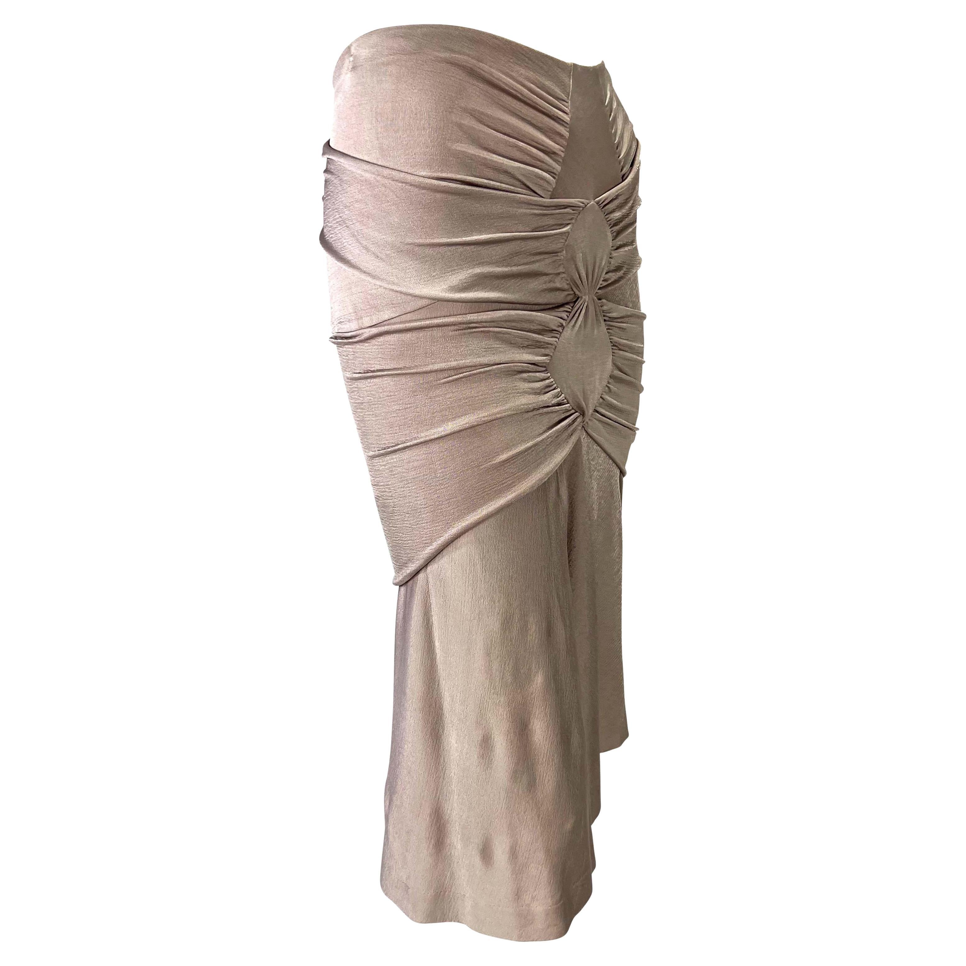 S/S 2003 Yves Saint Laurent by Tom Ford Runway Dusty Lavender Ruched Skirt For Sale 3