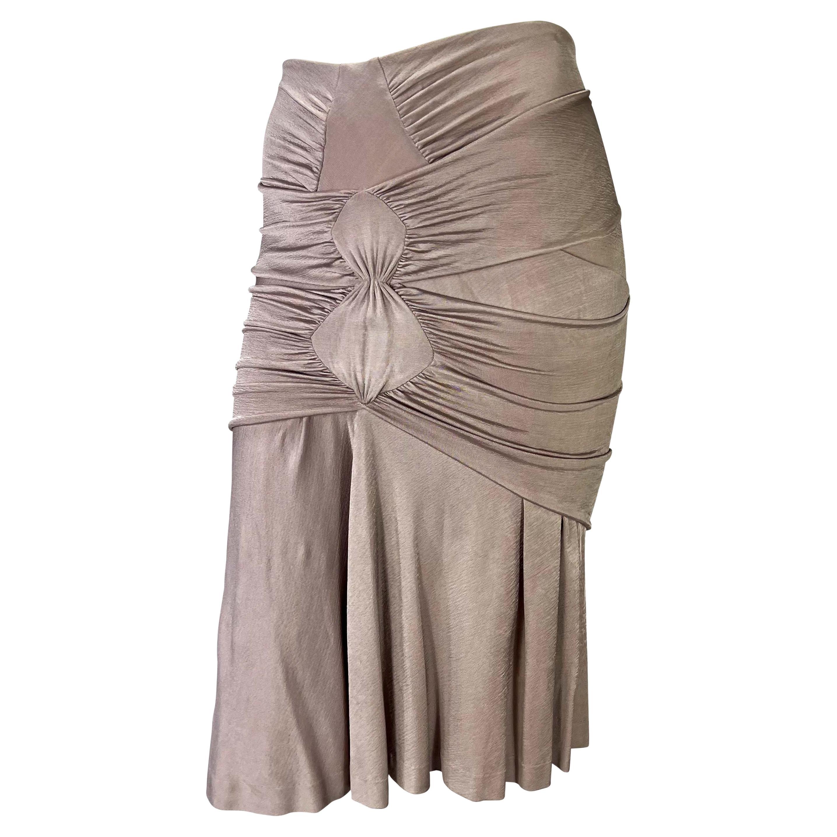 S/S 2003 Yves Saint Laurent by Tom Ford Runway Dusty Lavender Ruched Skirt For Sale
