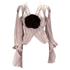 S/S 2003 Yves Saint Laurent by Tom Ford Runway Mauve Silk Cut-Out Flower Top