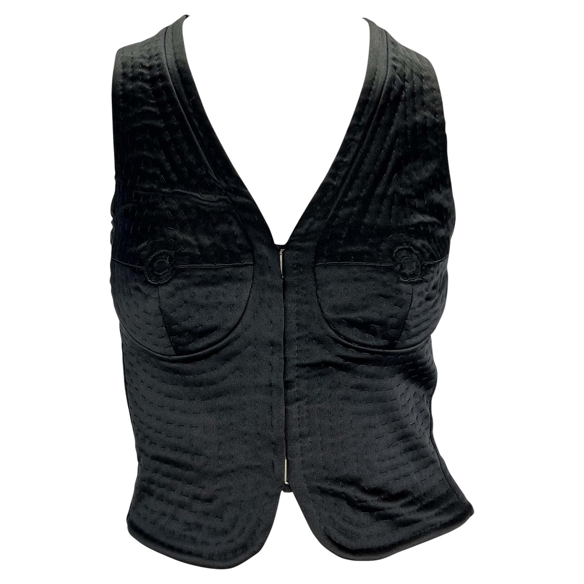 S/S 2003 Yves Saint Laurent by Tom Ford Runway Nude Illusion Satin Breast Vest  6