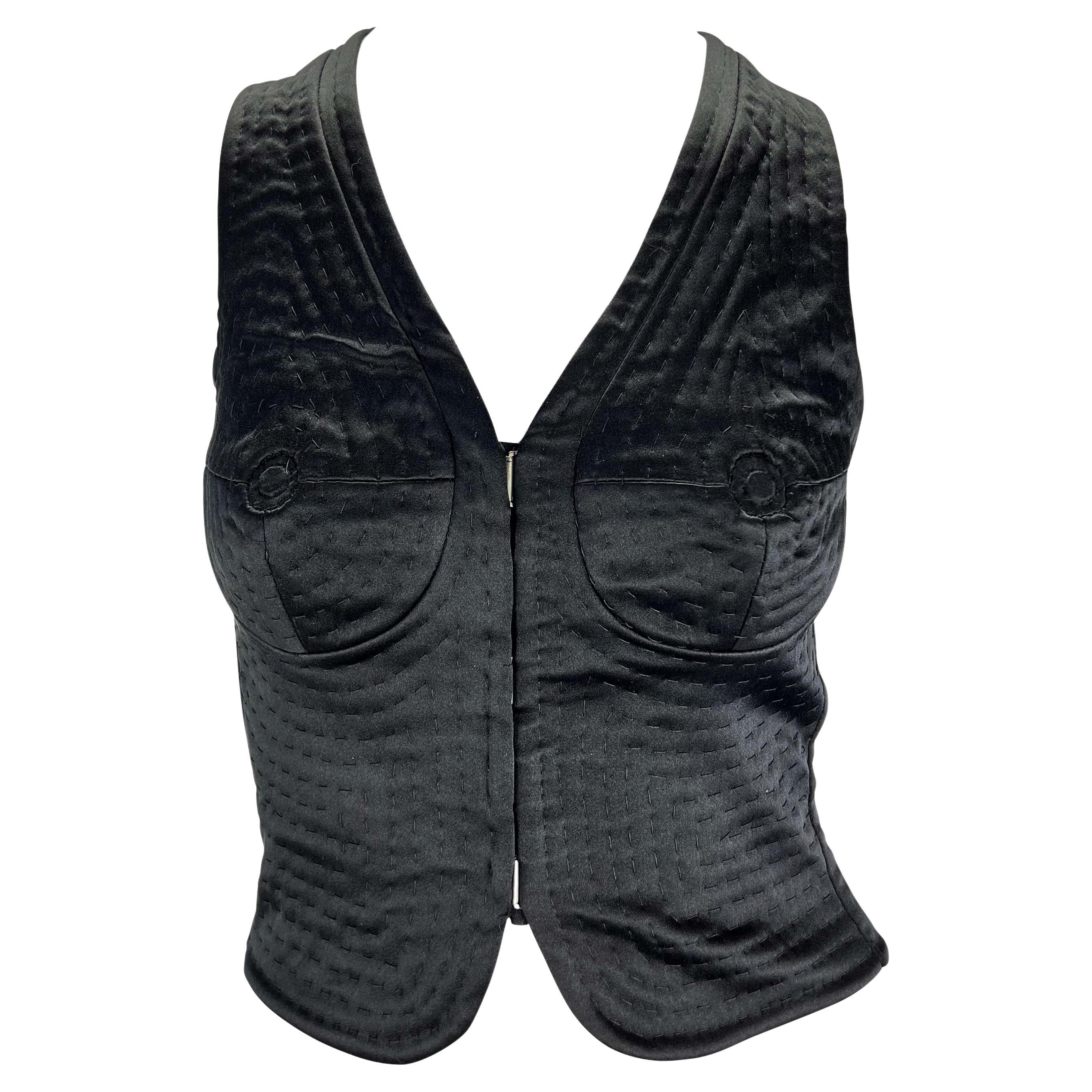 S/S 2003 Yves Saint Laurent by Tom Ford Runway Nude Illusion Satin Breast Vest 