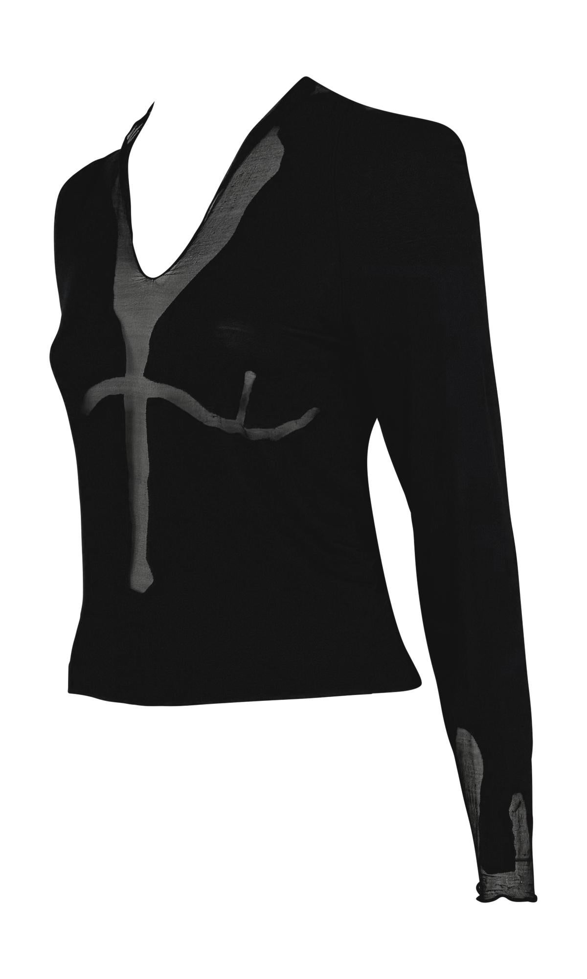Pasarela S/S 2003 Yves Saint Laurent by Tom Ford Top de transparencias con estampado anatómico Negro en venta
