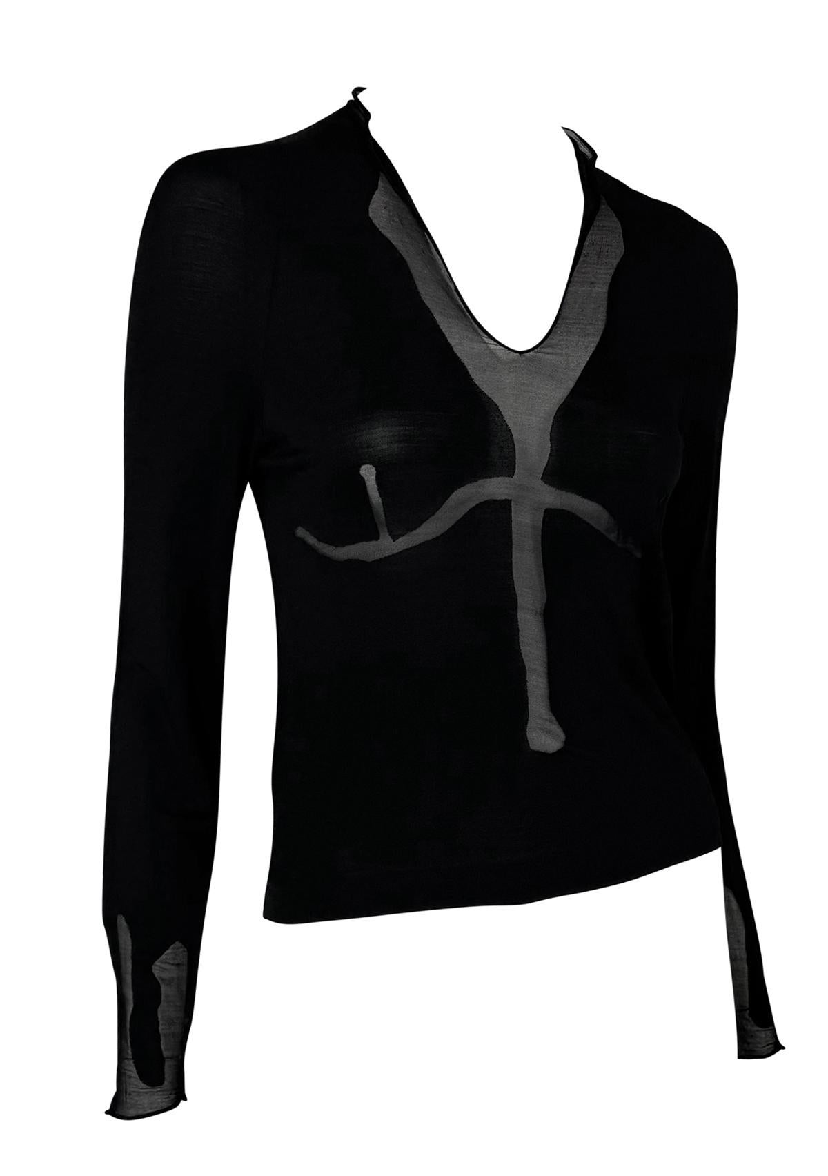 Pasarela S/S 2003 Yves Saint Laurent by Tom Ford Top de transparencias con estampado anatómico en venta 2