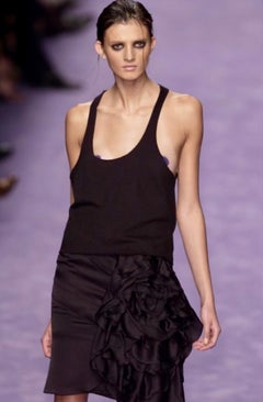 S/S 2003 Yves Saint Laurent by Tom Ford Runway Silk Flower Ruffle Accent Skirt