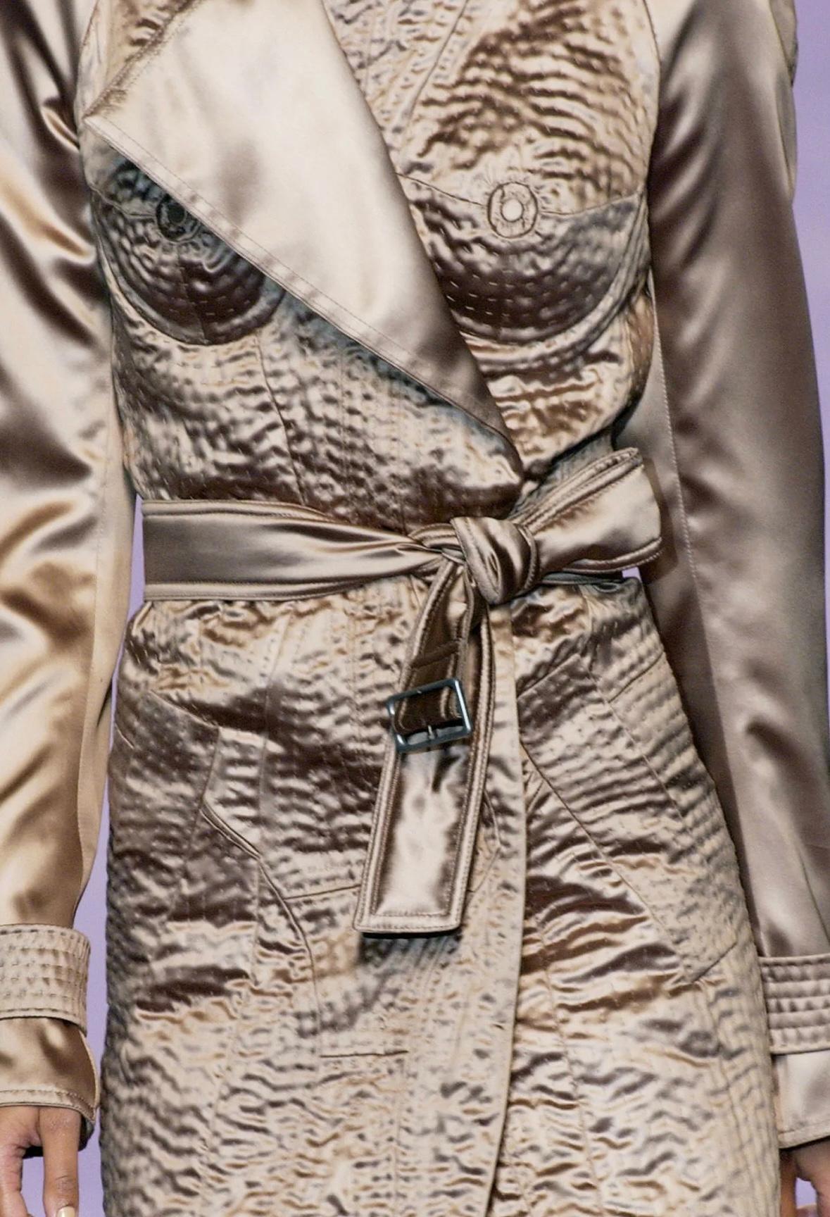 S/S 2003 Yves Saint Laurent by Tom Ford Surrealist Stitch Silk Trench Coat Dalí For Sale 1