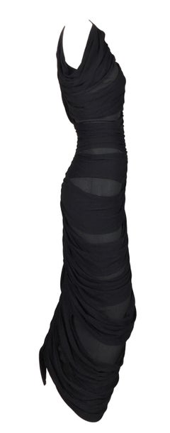 S/S 2003 Yves Saint Laurent Tom Ford Sheer Black Mummy Wrap Cut-Out Dress
