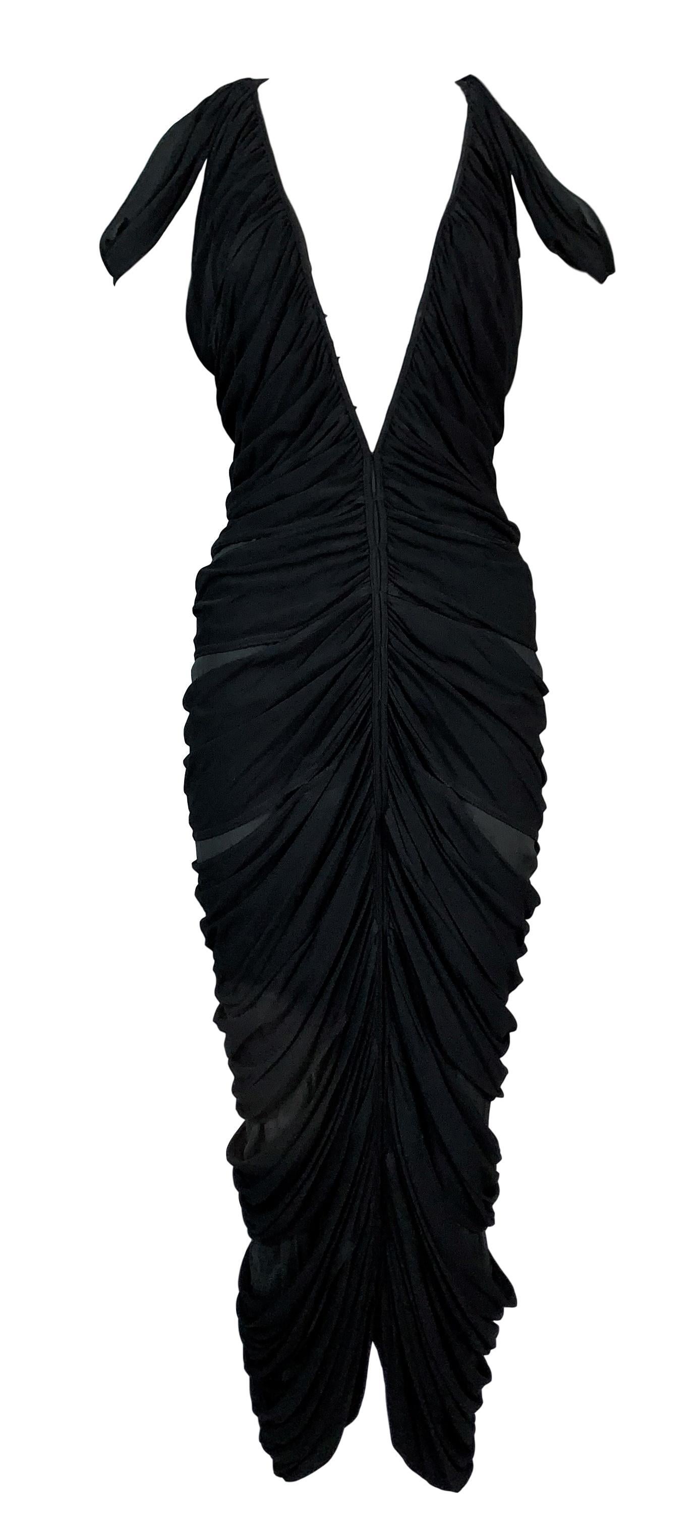 S/S 2003 Yves Saint Laurent Tom Ford Sheer Black Mummy Wrap Cut-Out Dress