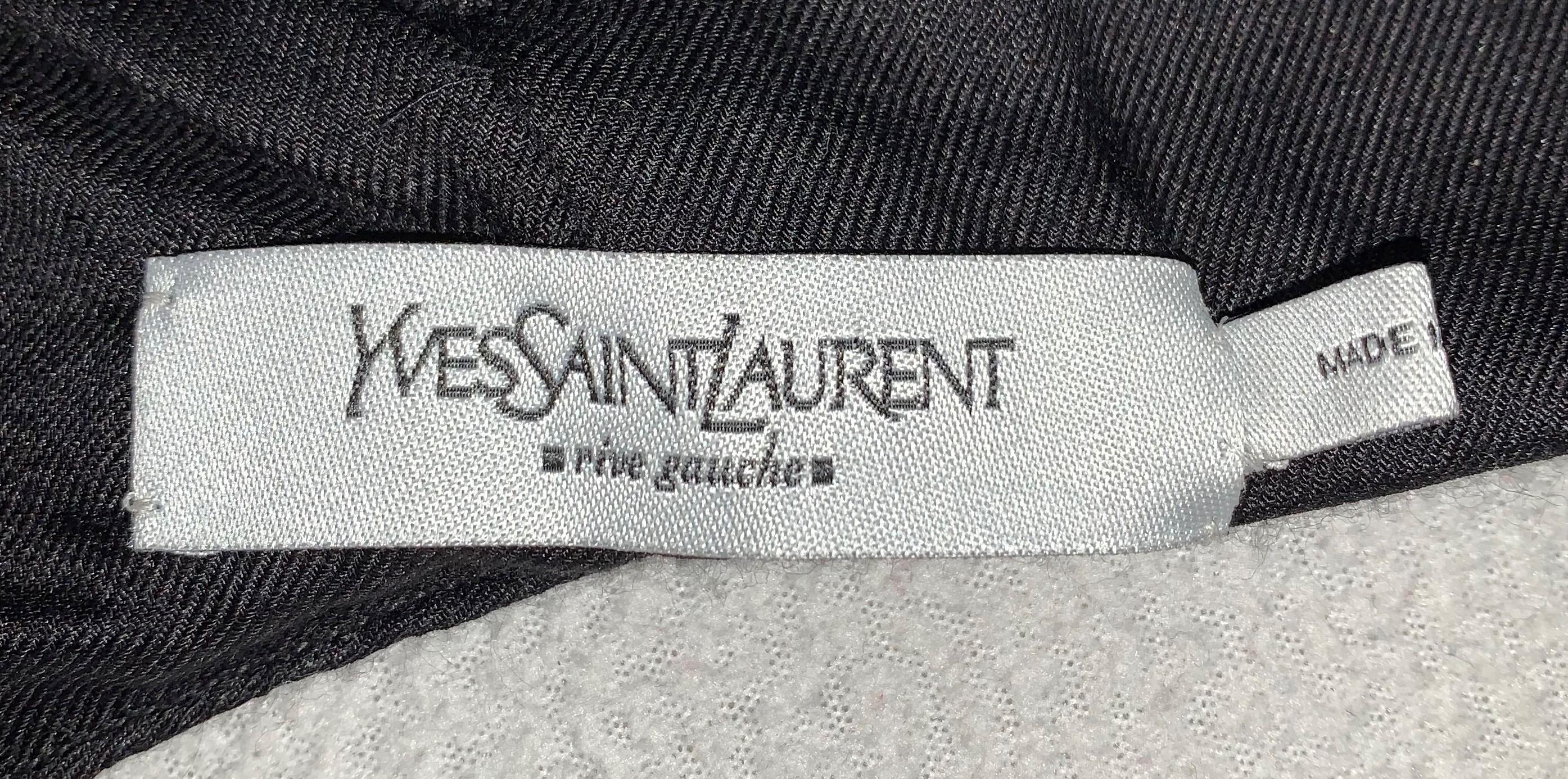Women's S/S 2003 Yves Saint Laurent Tom Ford Vintage Style Black Leather Flight Cap Hat