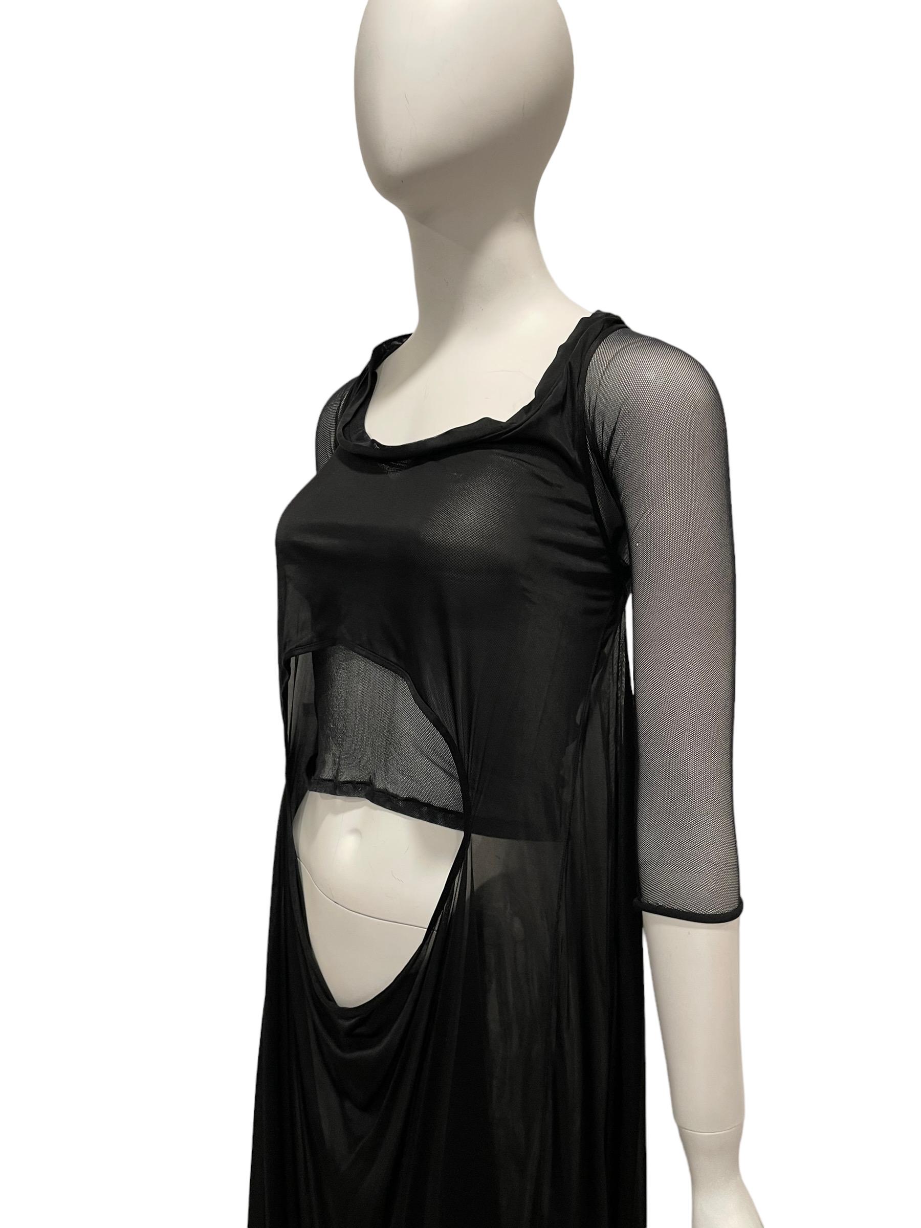 S/S 2004 Alexander McQueen Mesh Cut Out Dress In Good Condition For Sale In Austin, TX