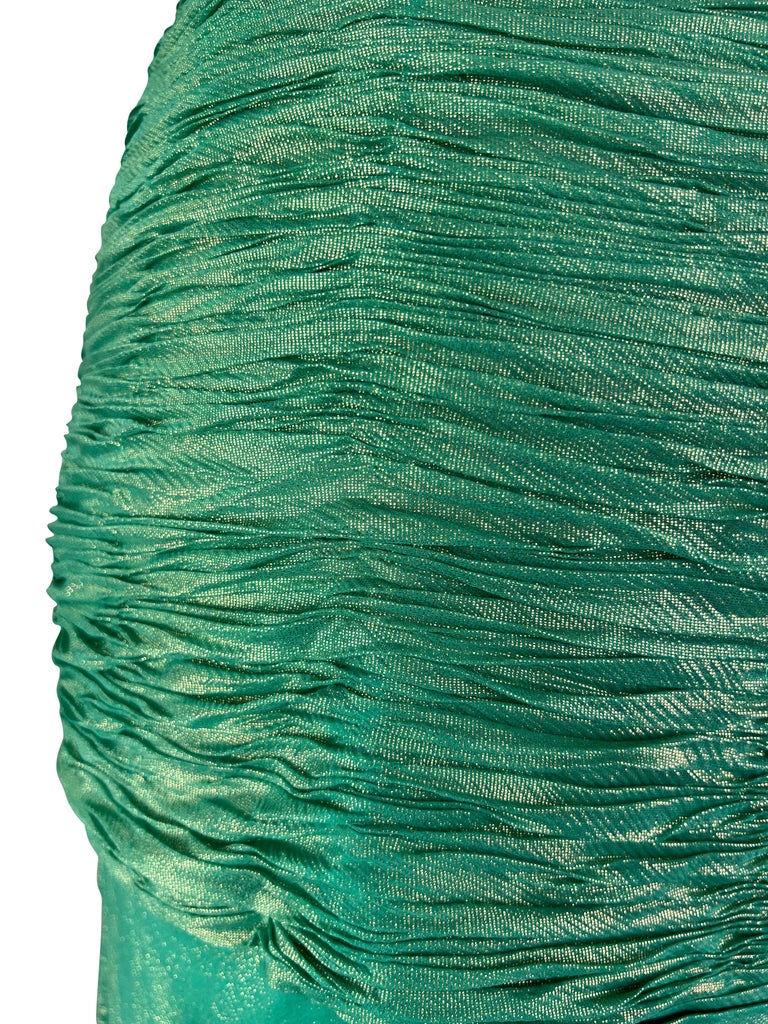 S/S 2004 Atelier Versace by Donatella Metallic Green Halterneck Runway Gown For Sale at 1stDibs S/S 2004 Atelier Versace by Donatella Metallic Green Halterneck Runway Gown For Sale at 1stDibs
