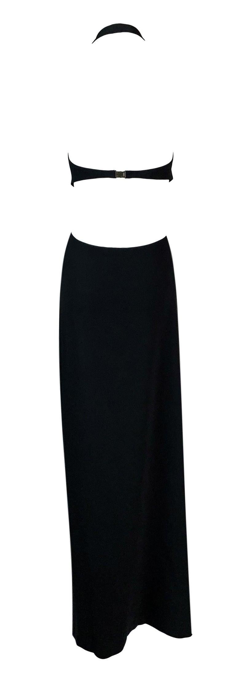 S/S 2004 Celine by Michael Kors Long Black Cut-Out Plunging Dress 36 In Good Condition In Yukon, OK