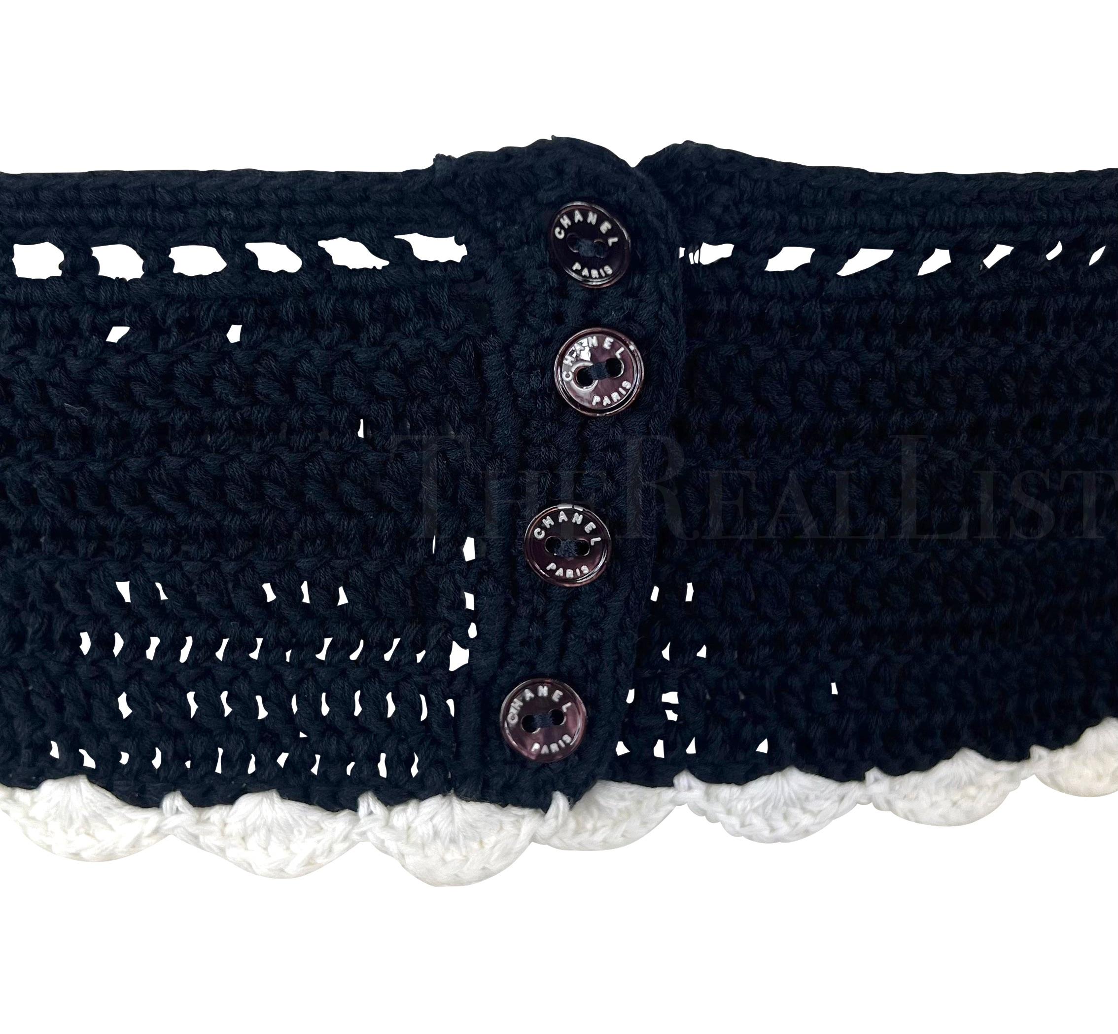 Women's S/S 2004 Chanel by Karl Lagerfeld Black Crochet Halterneck Bralette For Sale