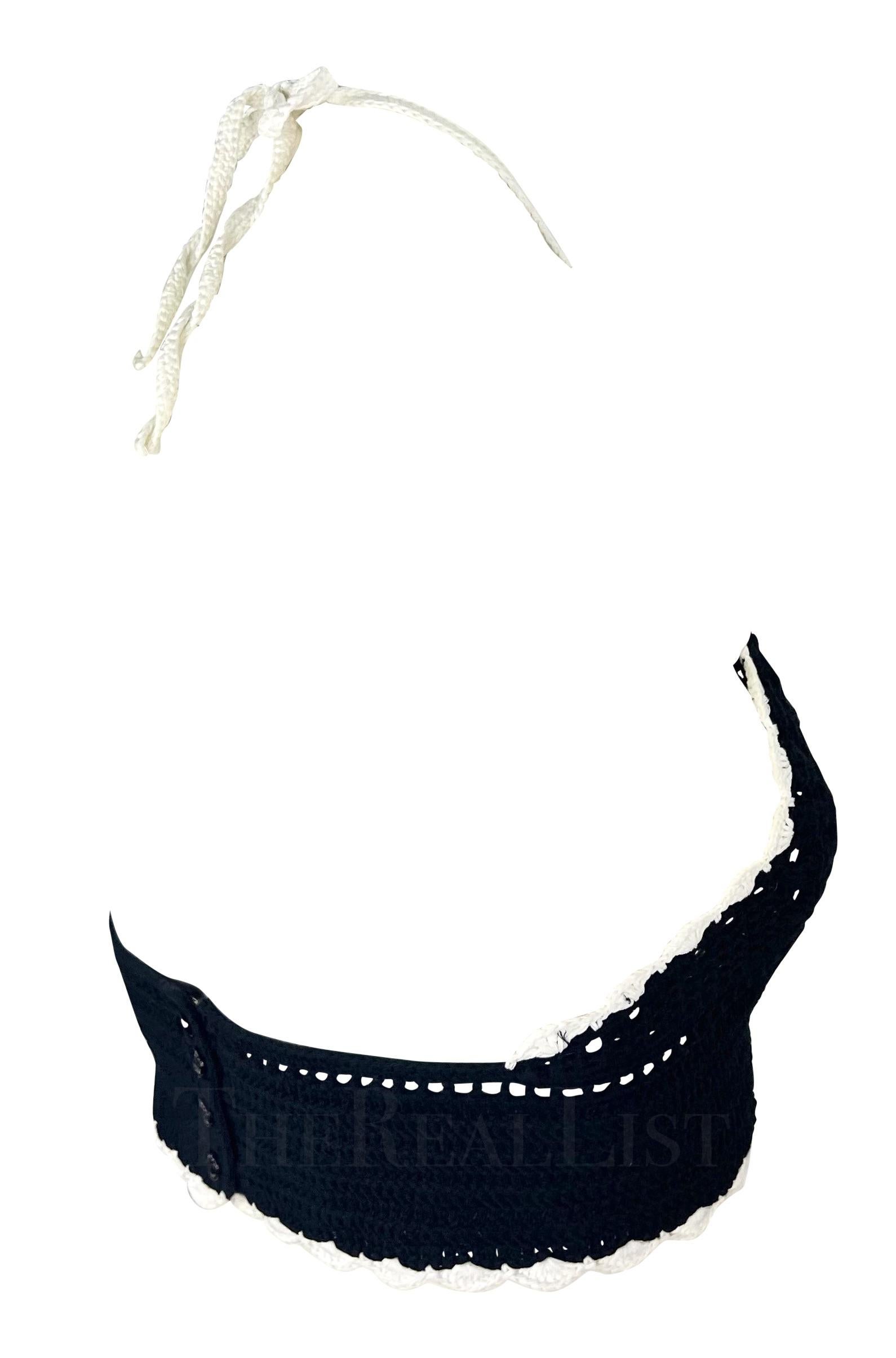 S/S 2004 Chanel by Karl Lagerfeld Black Crochet Halterneck Bralette For Sale 1