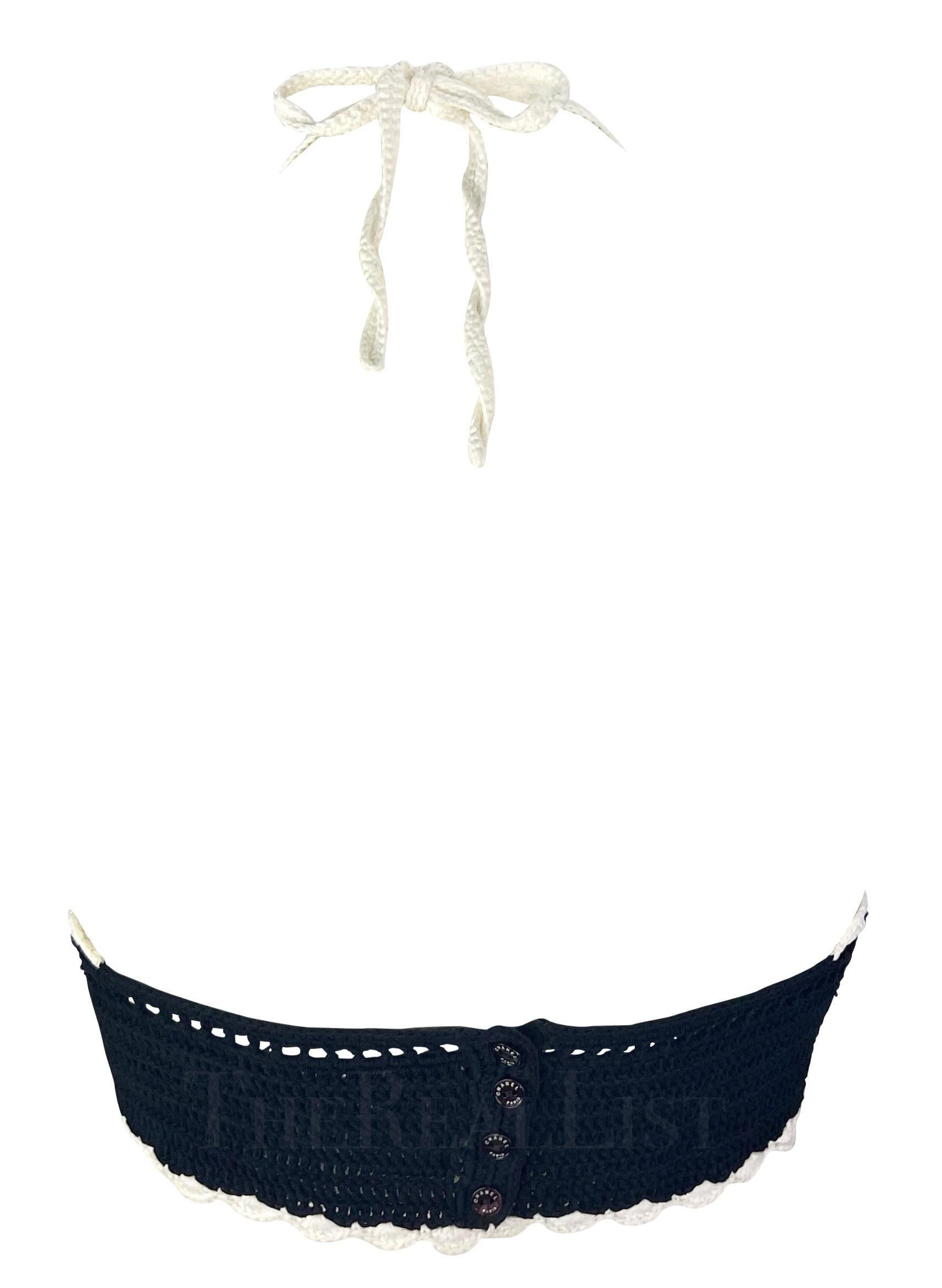 S/S 2004 Chanel by Karl Lagerfeld Bralette negro de ganchillo y cuello redondo en venta 2