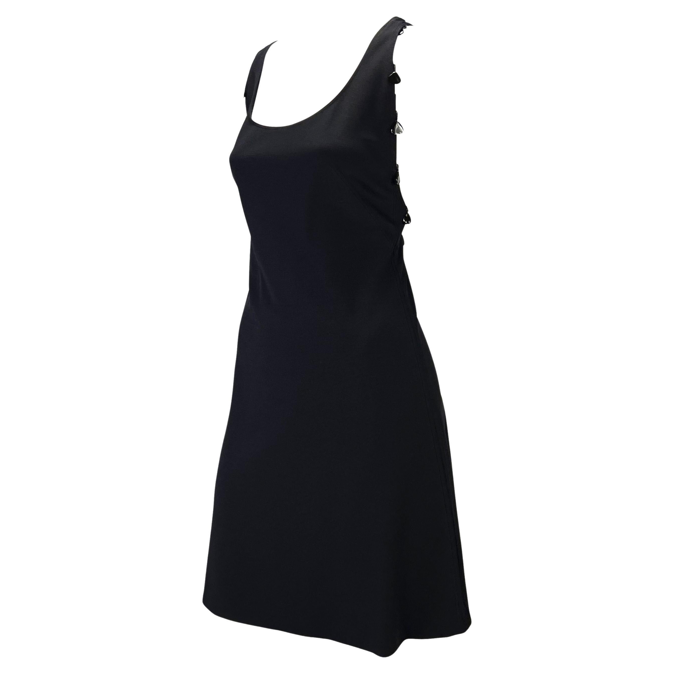 S/S 2004 Chloe by Phoebe Philo Black Beaded Heart Racerback Knit Dress In Excellent Condition For Sale In West Hollywood, CA