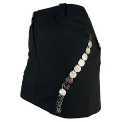 S/S 2004 Christian Dior Black Silver Logo Medallion Mini Skirt