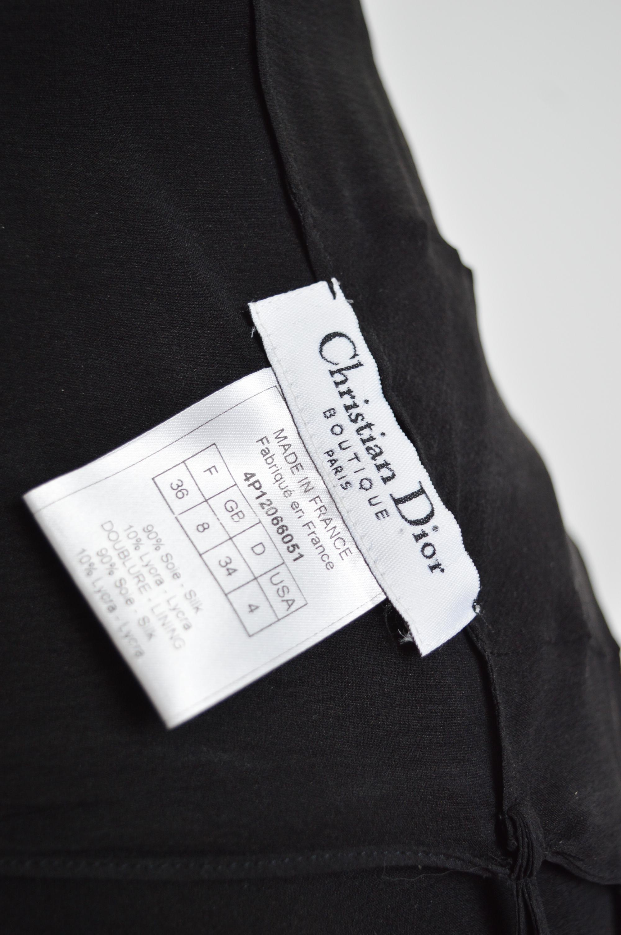 S/S 2004 Christian Dior by Galliano Vestido Mini Vestido de Crepé Negro de Seda Cortado al Bies en venta 1