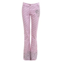 S/S 2004 Christian Dior by John Galliano baby pink monogram embellished jeans 