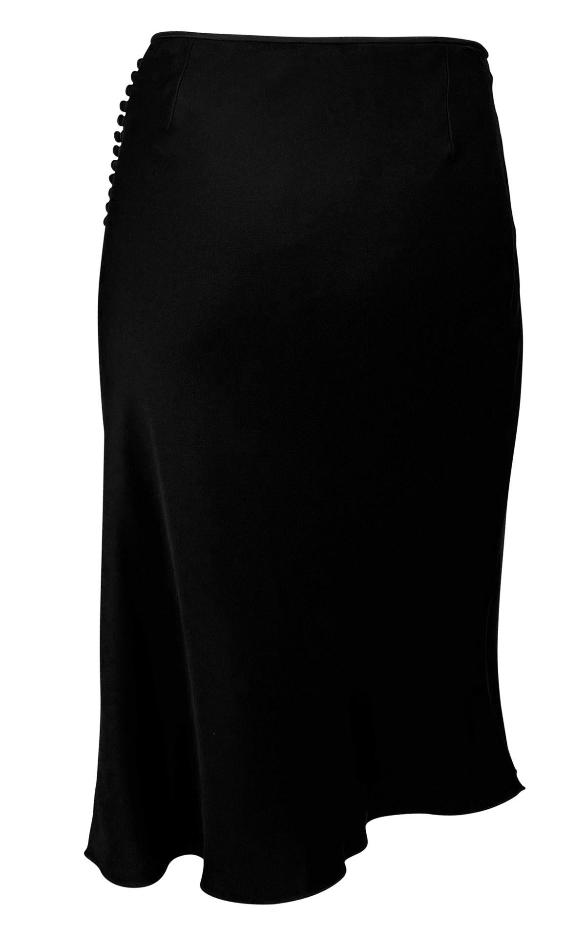 S/S 2004 Christian Dior by John Galliano Black Satin Rhinestone Brooch Skirt For Sale 1