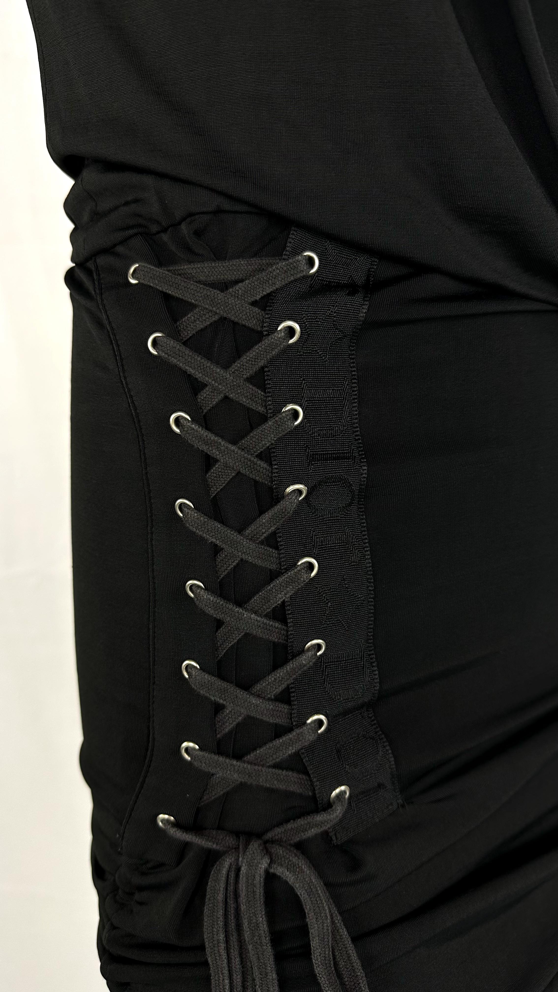 S/S 2004 Christian Dior by John Galliano Lace Up Cowl Halter Black Bodycon Dress en vente 3