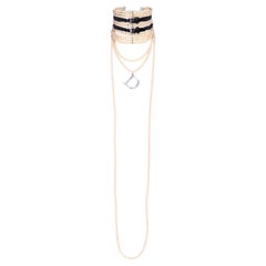 S/S 2004 Christian Dior by John Galliano Pearl and Black Leather Choker Necklace