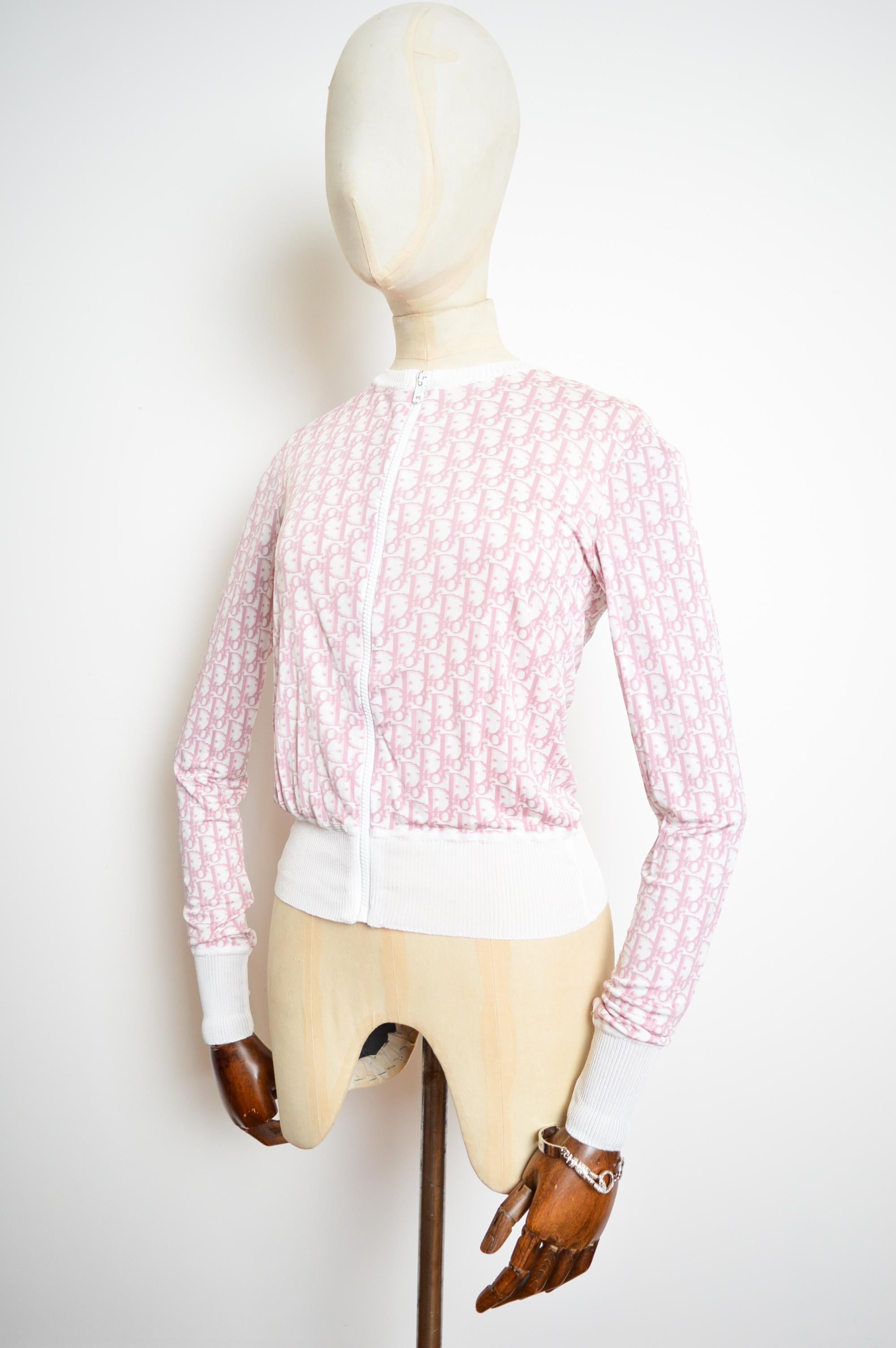 S/S 2004 Christian Dior by John Galliano Pink Trotter monogram Cardigan Sweater 5