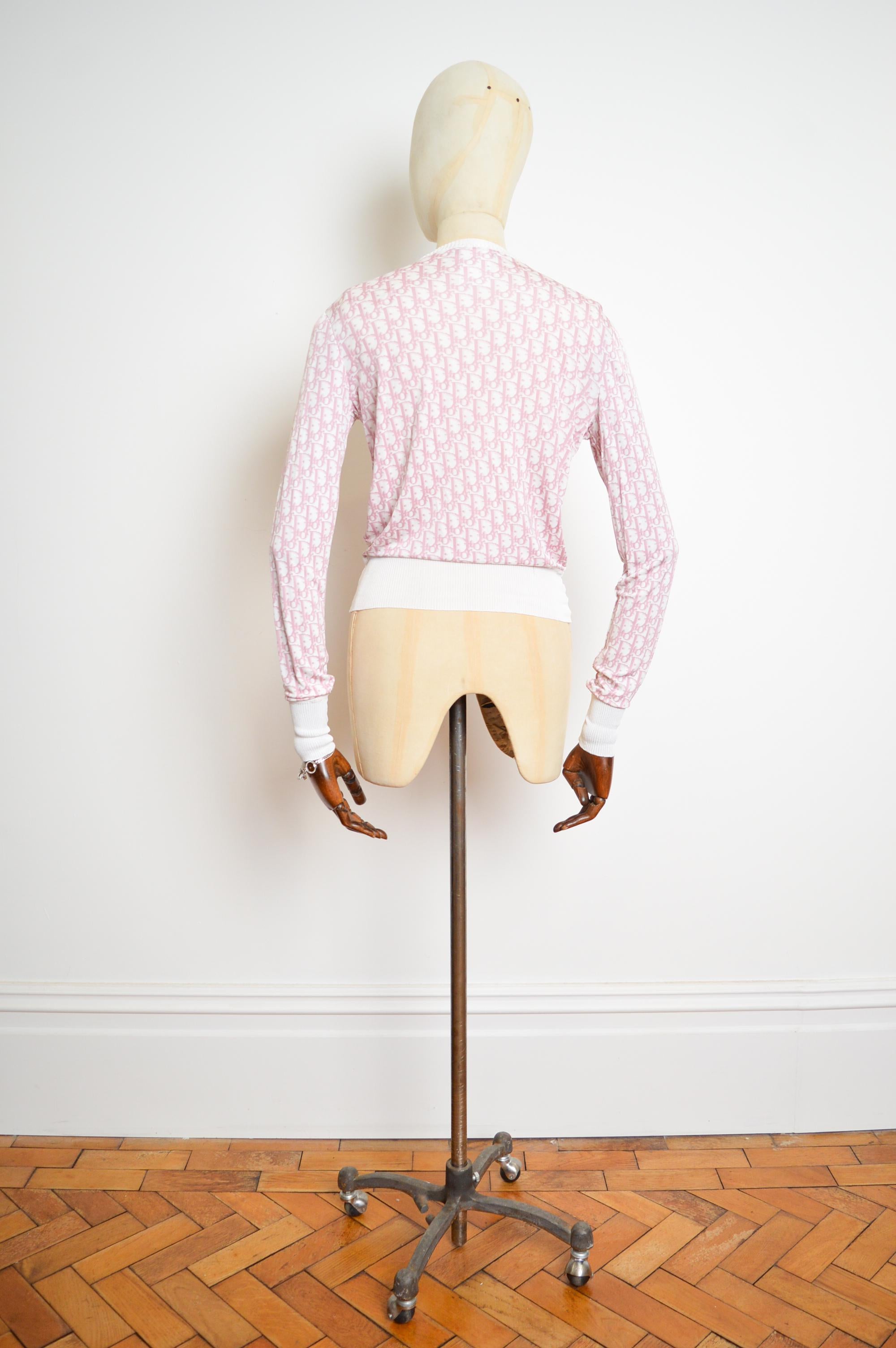 S/S 2004 Christian Dior by John Galliano Pink Trotter monogram Cardigan Sweater 7