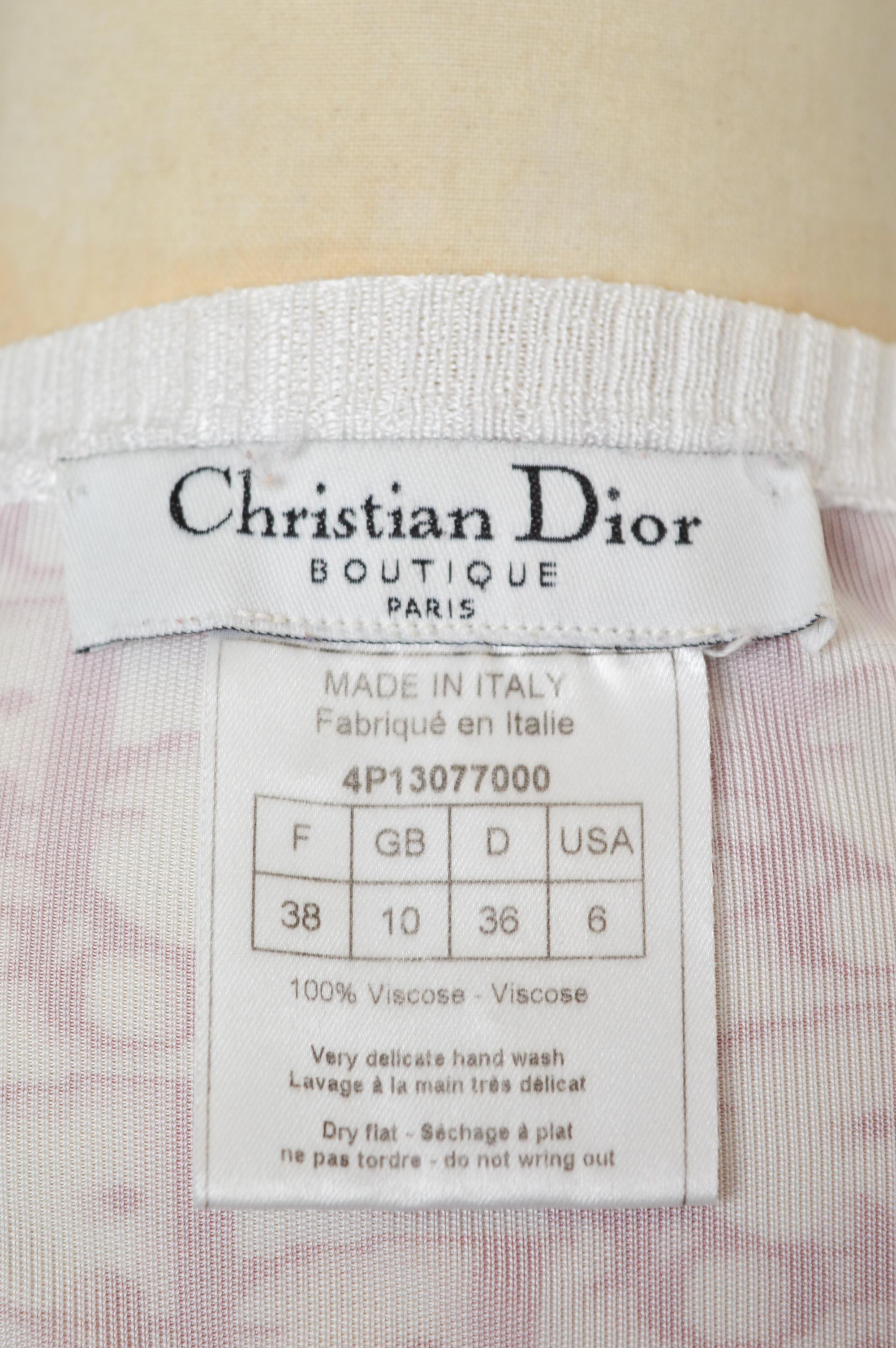 Beige S/S 2004 Christian Dior by John Galliano Pink Trotter monogram Cardigan Sweater