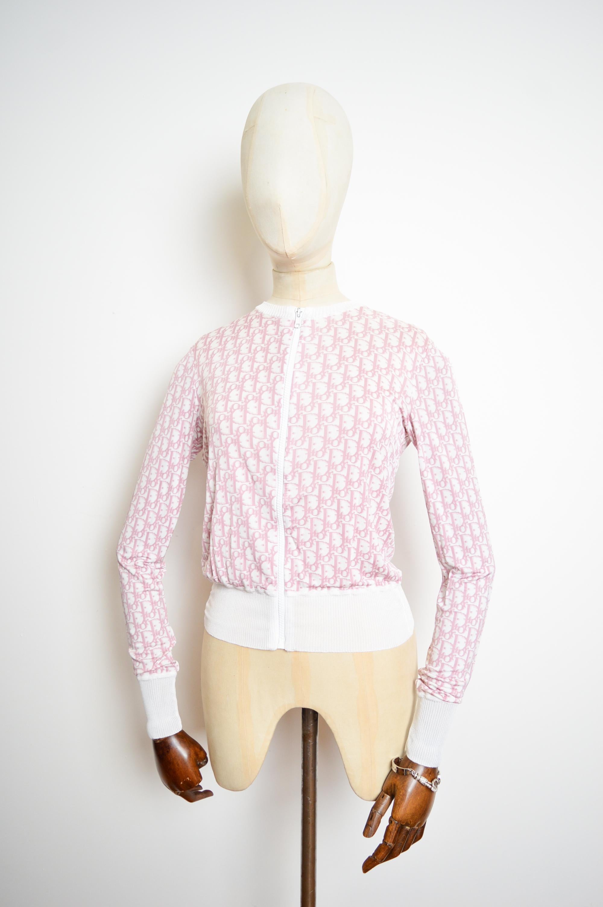 S/S 2004 Christian Dior by John Galliano Pink Trotter monogram Cardigan Sweater 1