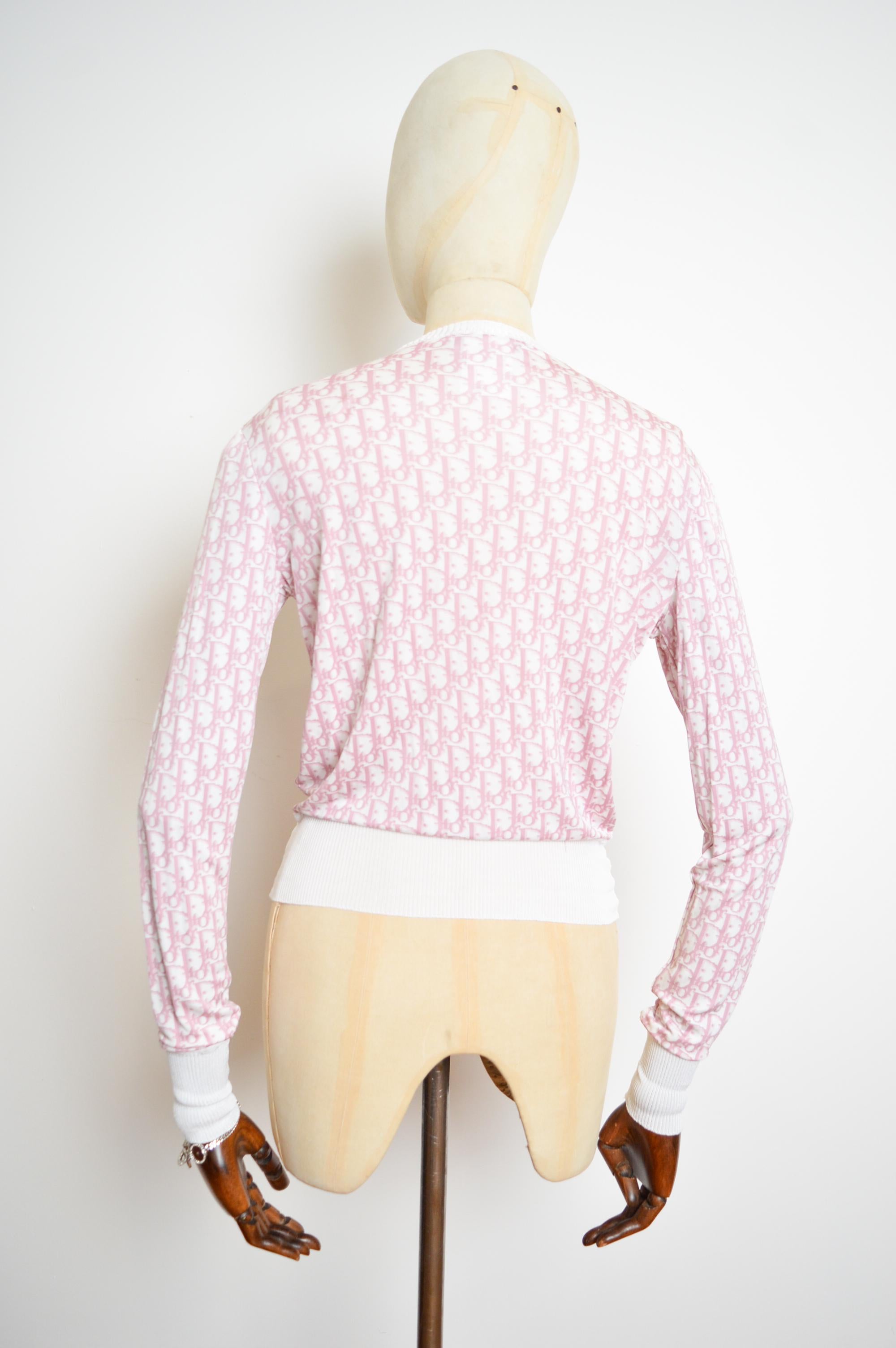 S/S 2004 Christian Dior by John Galliano Pink Trotter monogram Cardigan Sweater 3