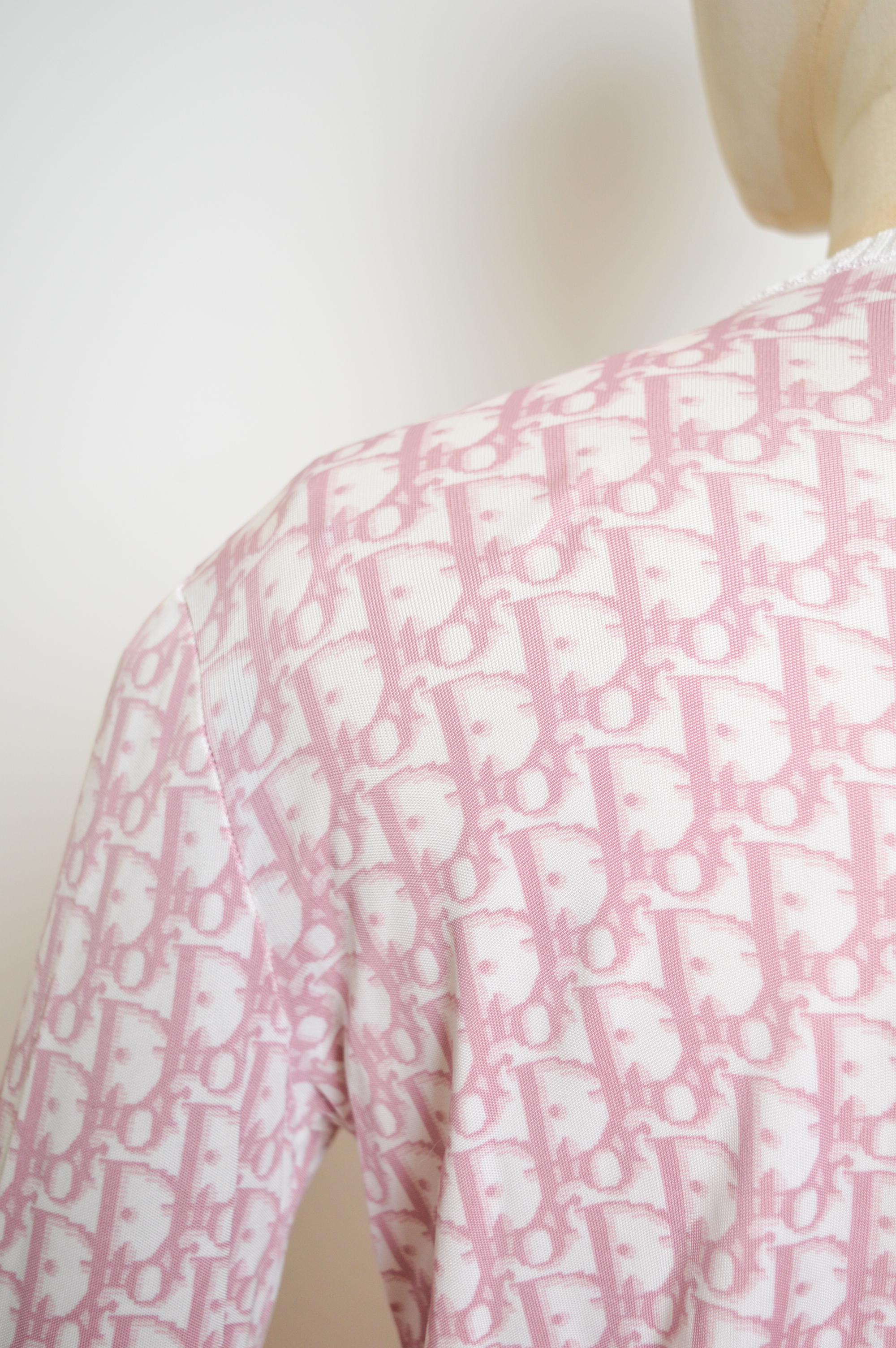 S/S 2004 Christian Dior by John Galliano Pink Trotter monogram Cardigan Sweater 4