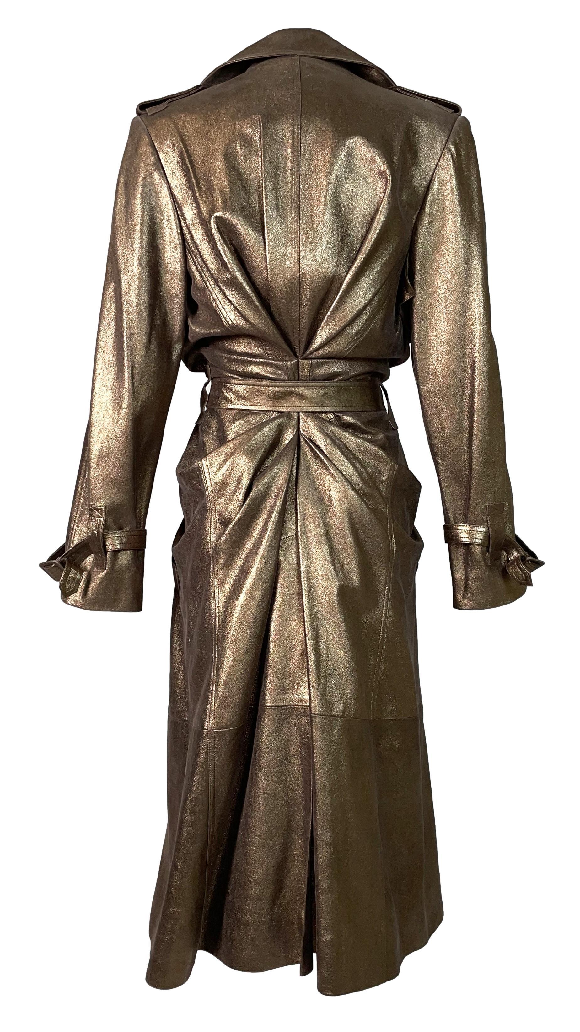 Manteau en cuir bronze métallisé défilé Christian Dior par John Galliano, P/E 2004 Bon état à Yukon, OK