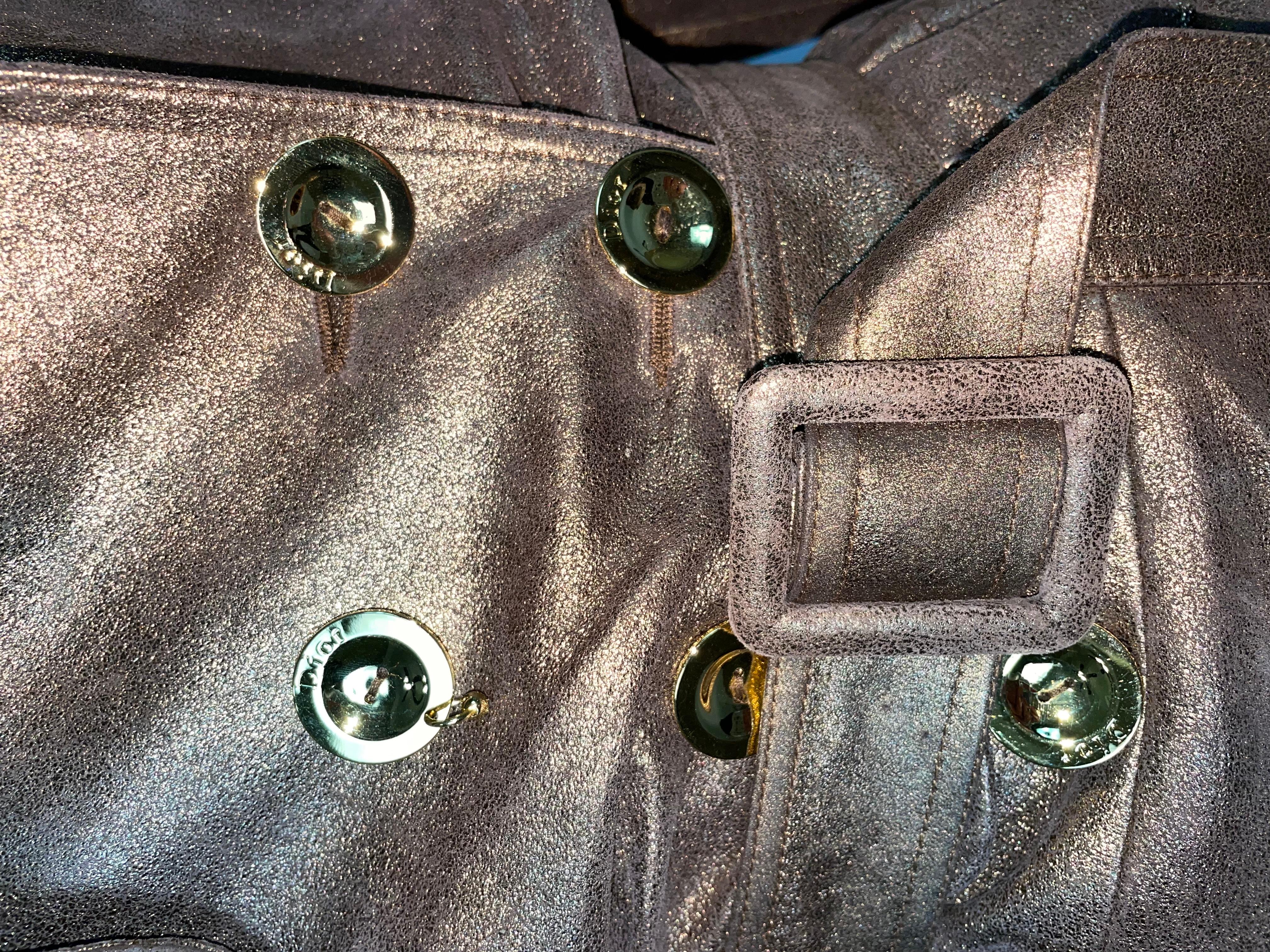  Manteau en cuir bronze métallisé défilé Christian Dior par John Galliano, P/E 2004 Pour femmes 