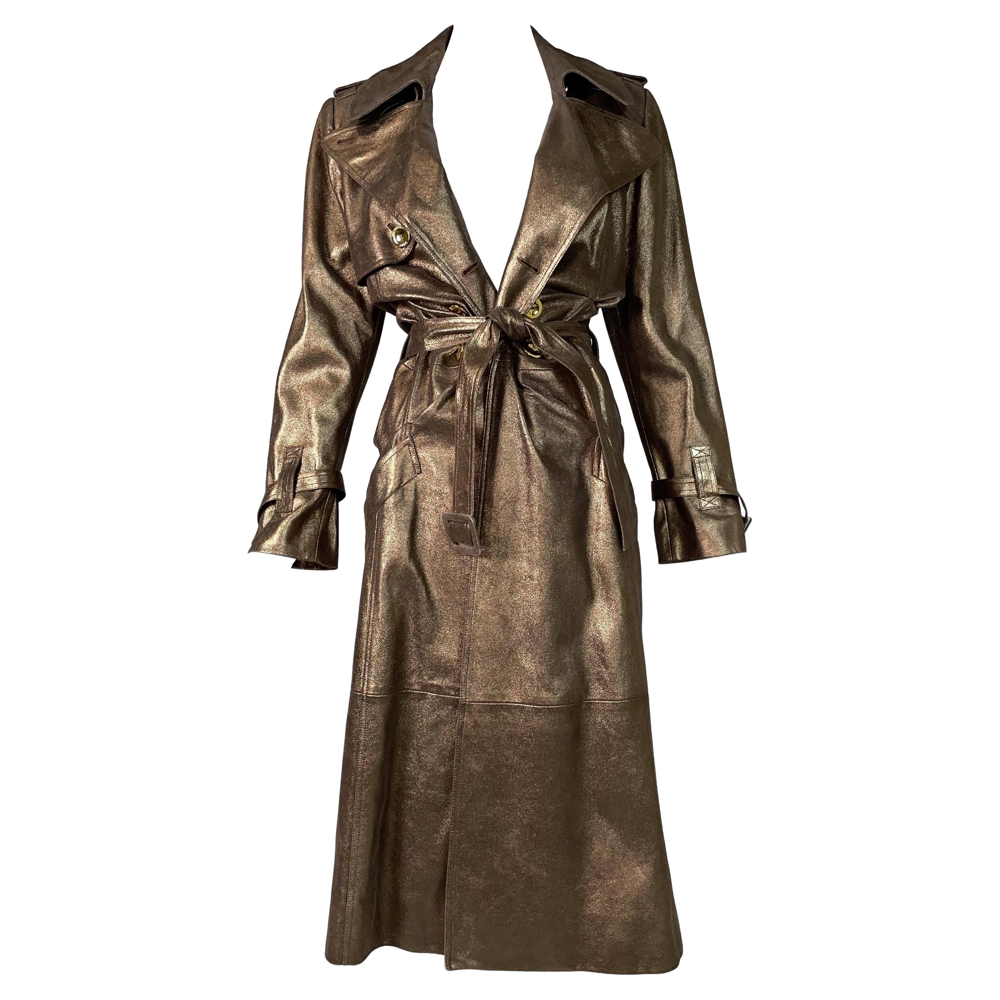 S/S 2004 Christian Dior by John Galliano Runway Bronze Metallic Leather Coat