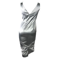 S/S 2004 Christian Dior by John Galliano Silver Satin Bodycon Tube Dress