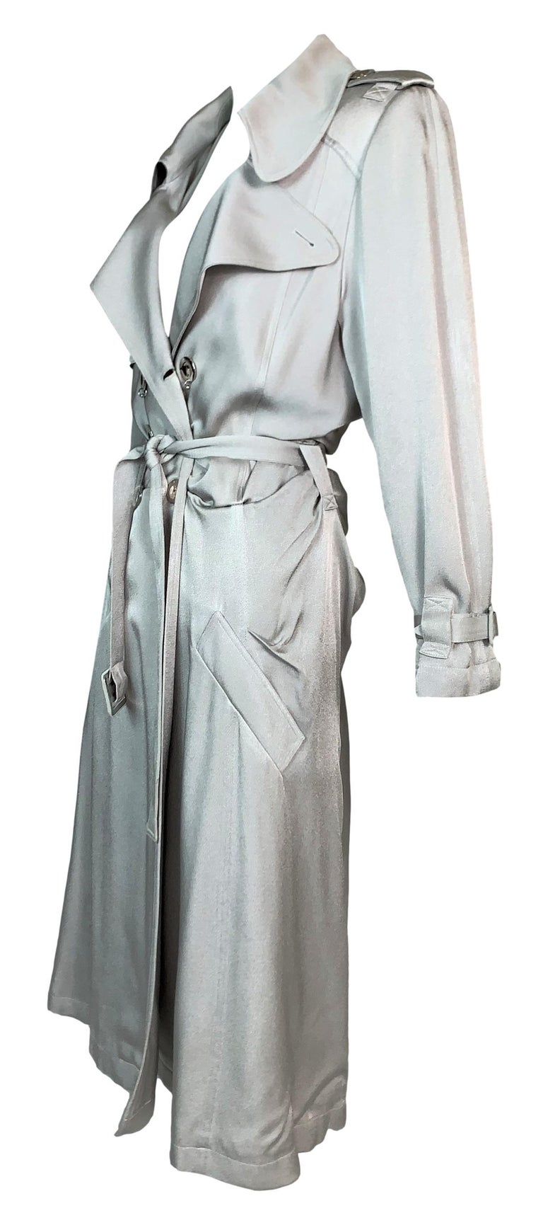 S/S 2004 Christian Dior by John Galliano Silver Satin Trench Coat ...